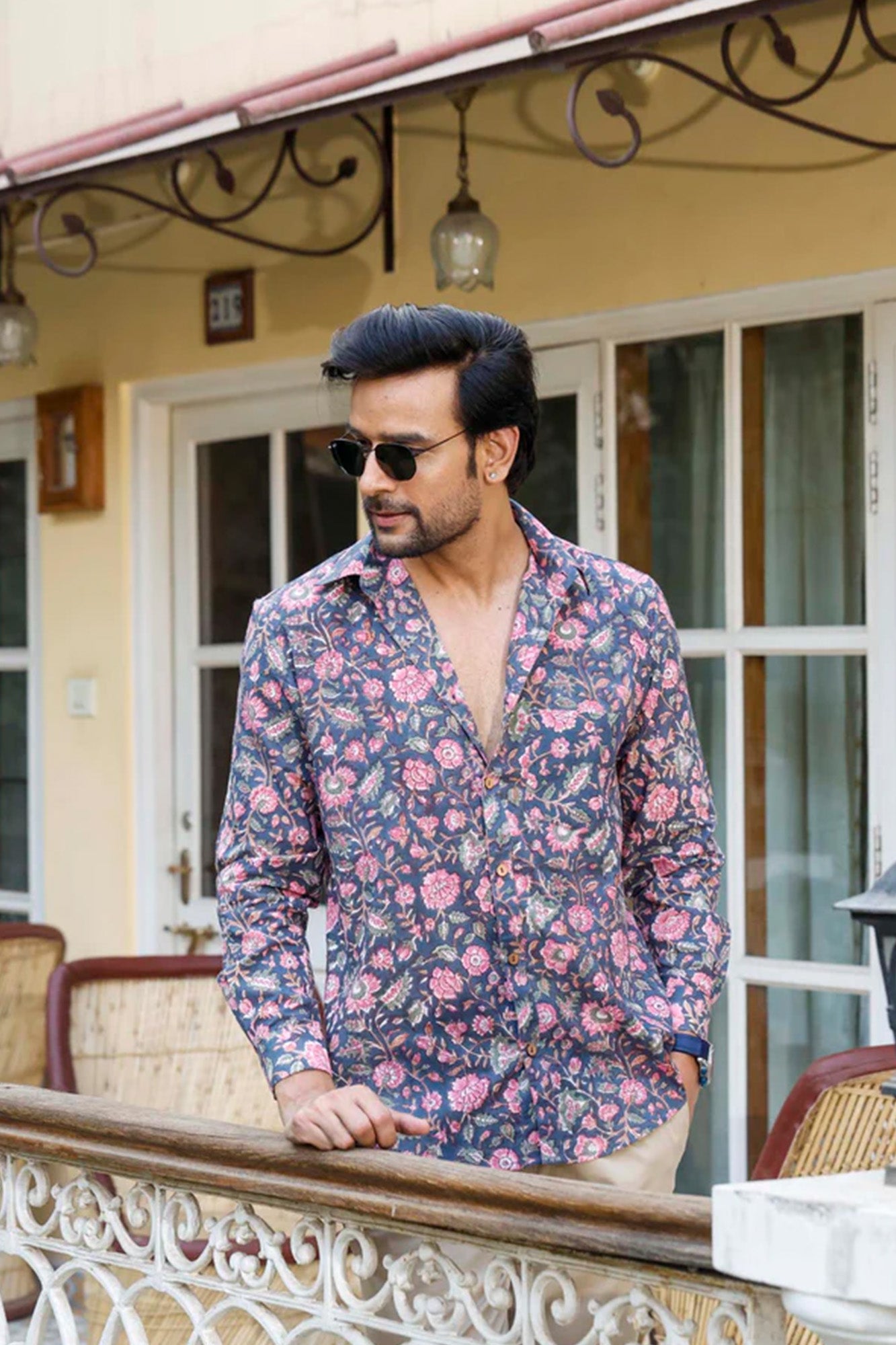 Pink Floral Vine Full Sleeve Shirt