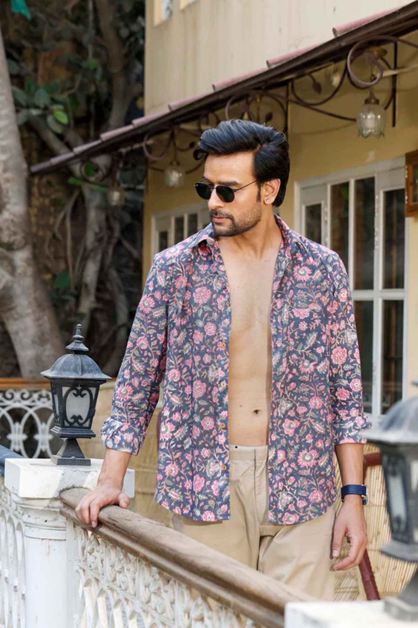 Pink Floral Vine Full Sleeve Shirt