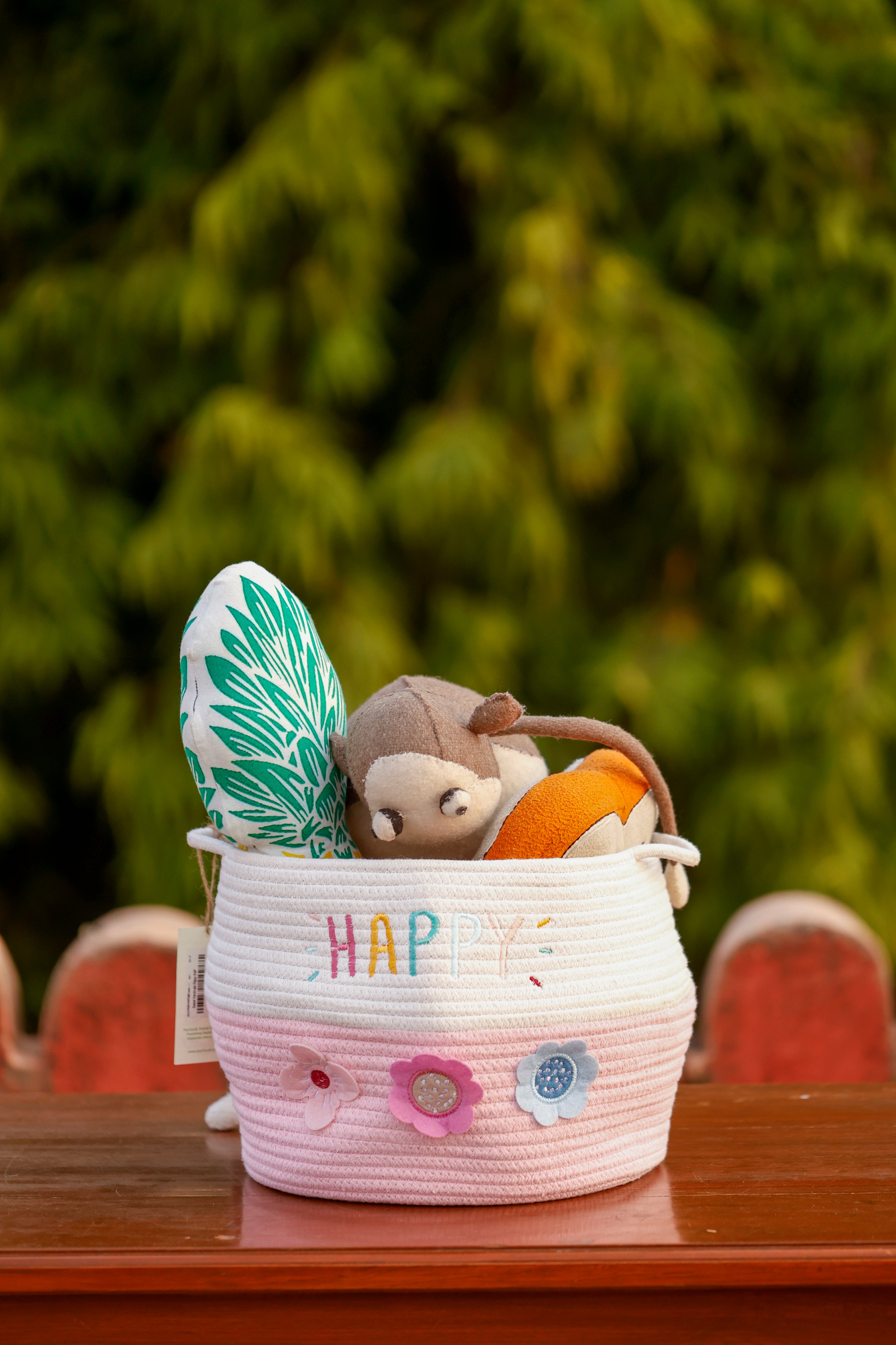 Basket White & Pink Cotton Handmade