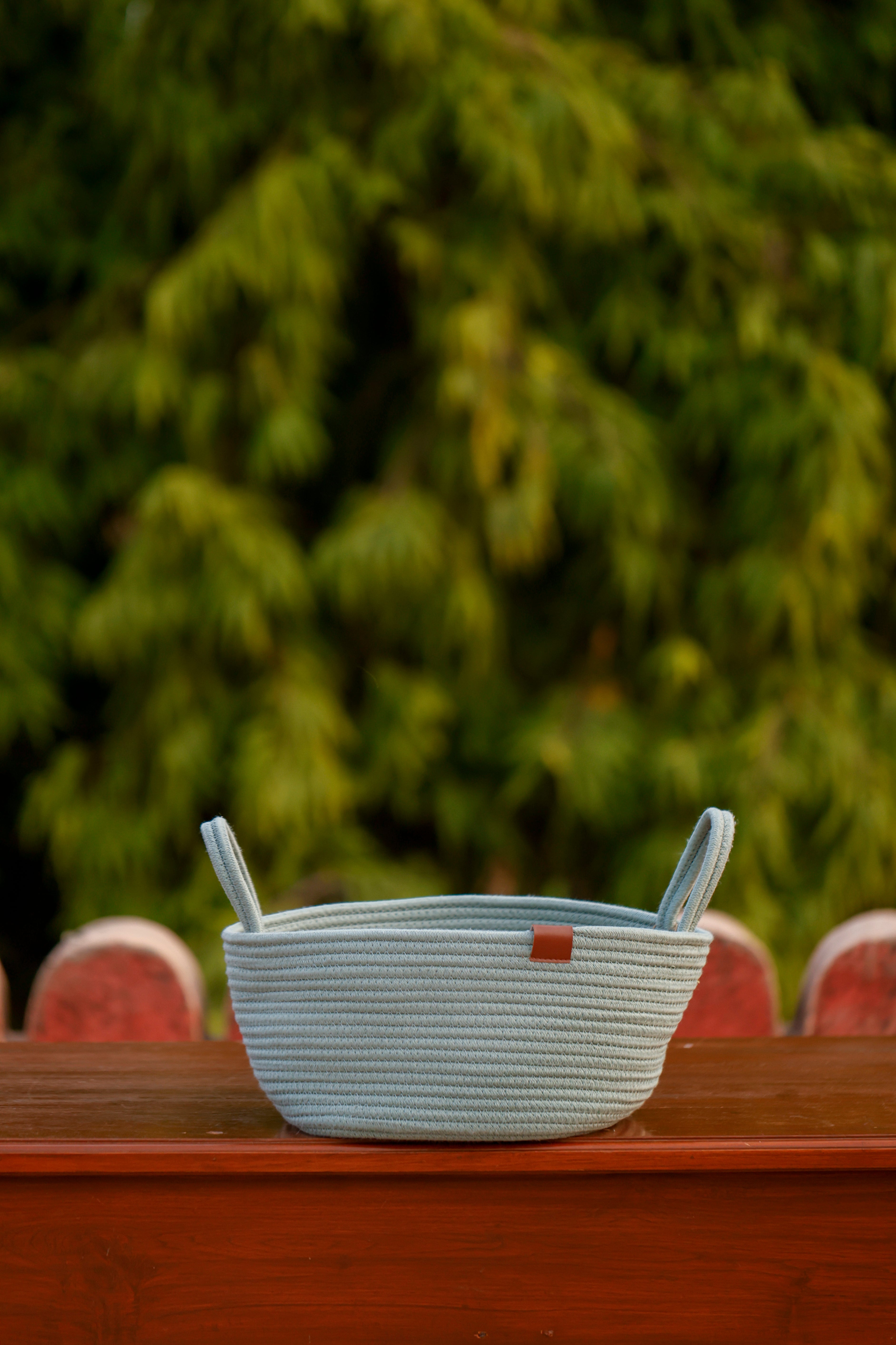 Basket Handmade Green Cape With Handle