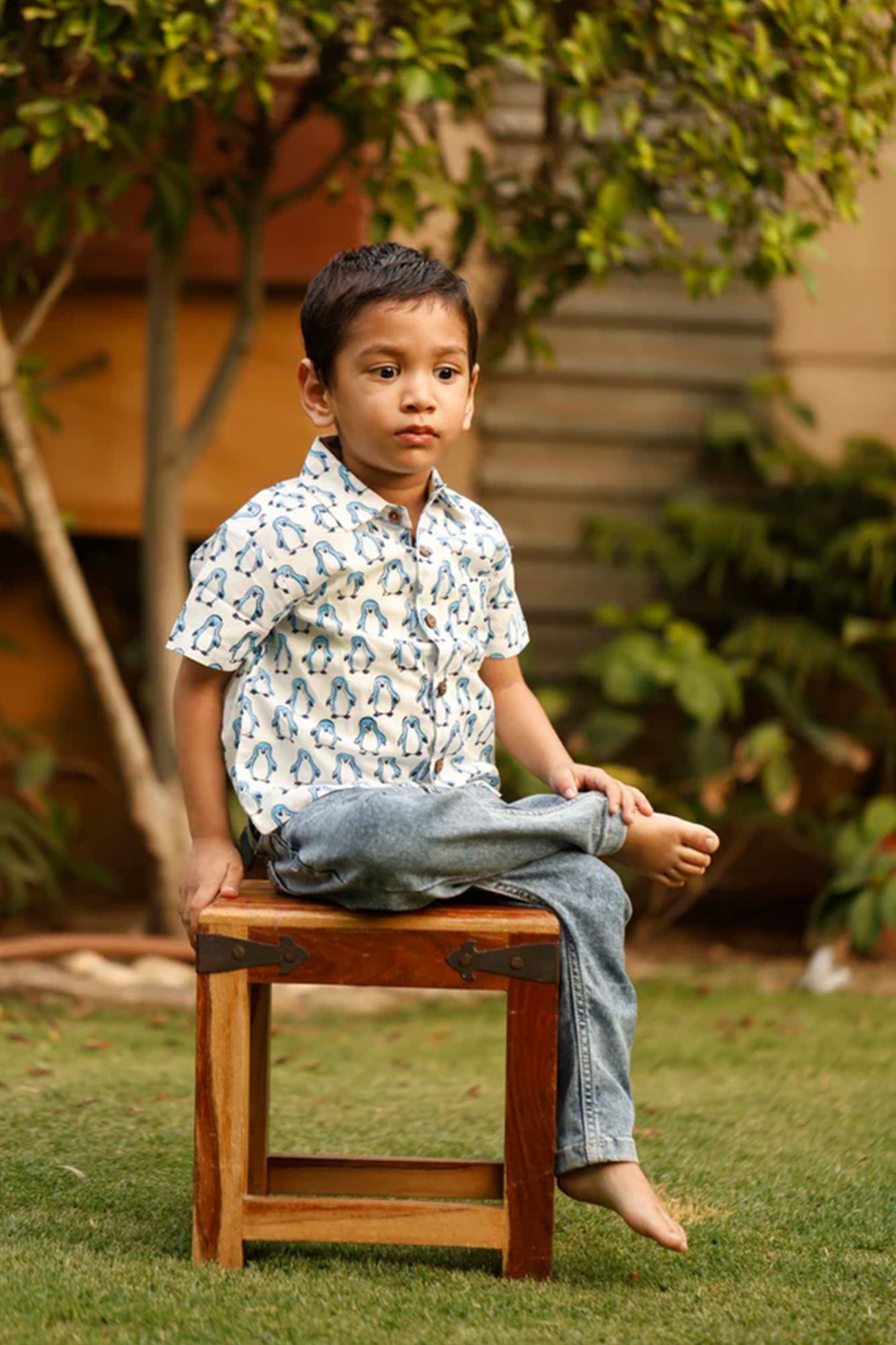 Shirt Boy Penguin Blue