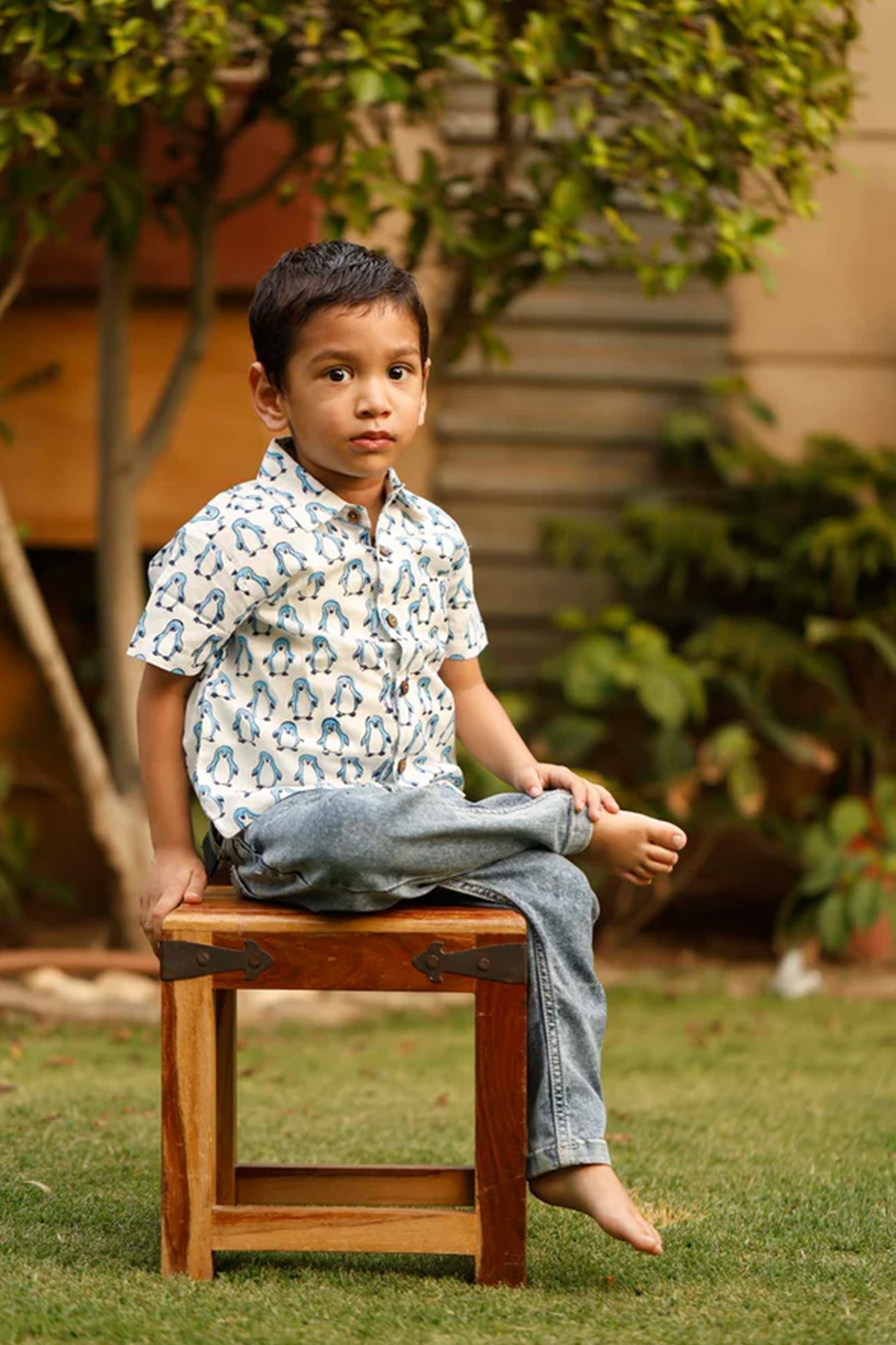 Shirt Boy Penguin Blue