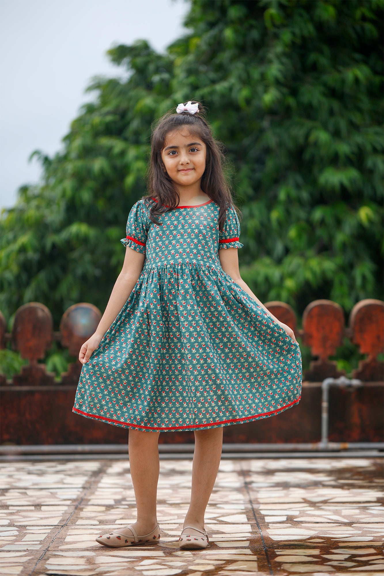 Tinny Flower Green Frock