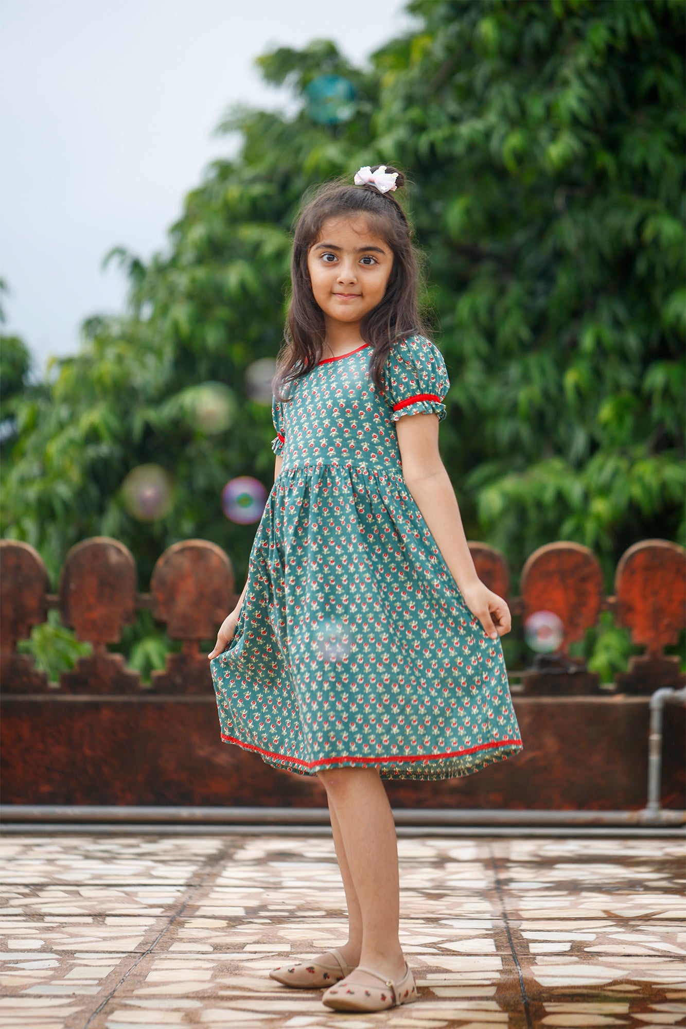 Tinny Flower Green Frock