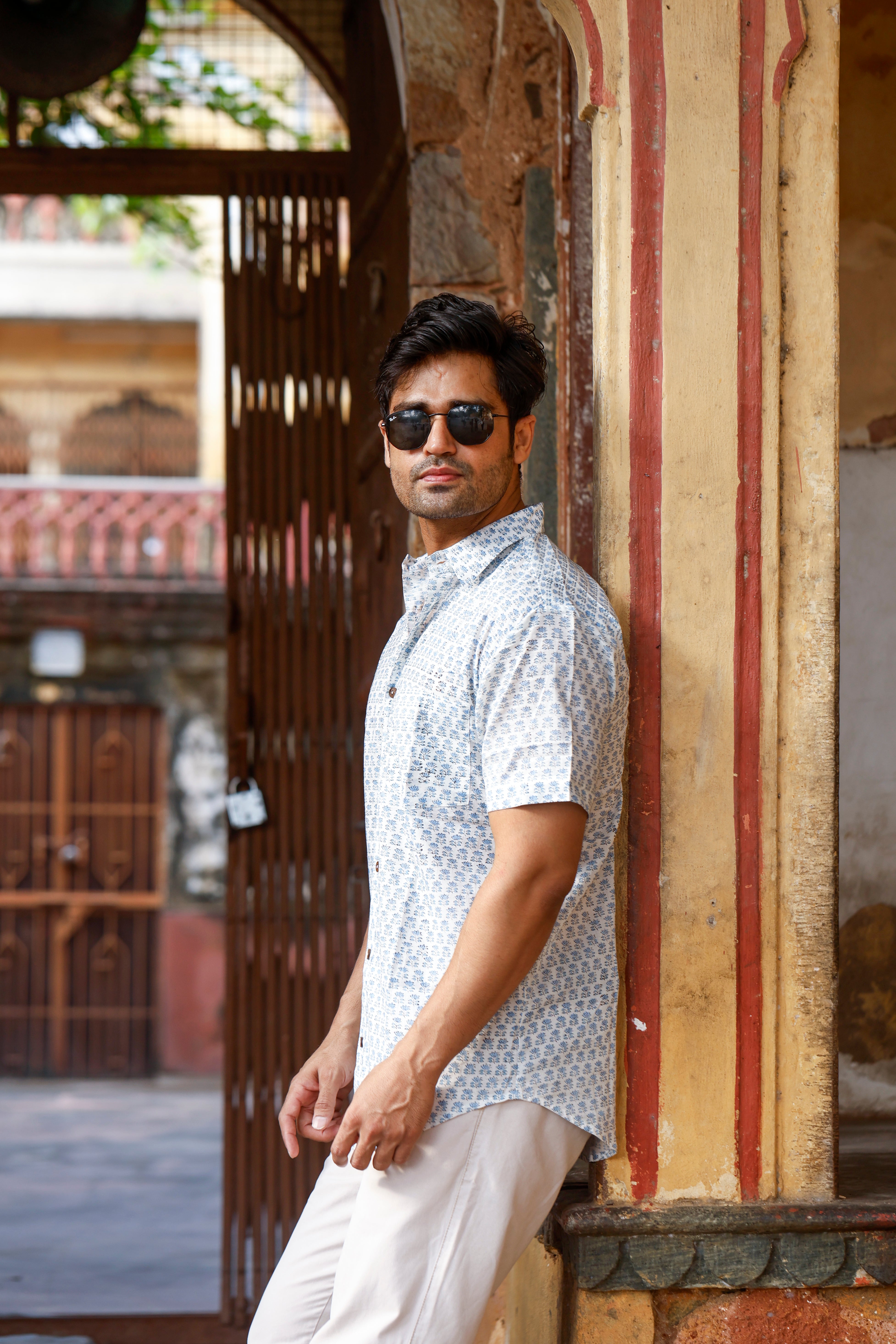 Lotus Blue Half Sleeve Shirt