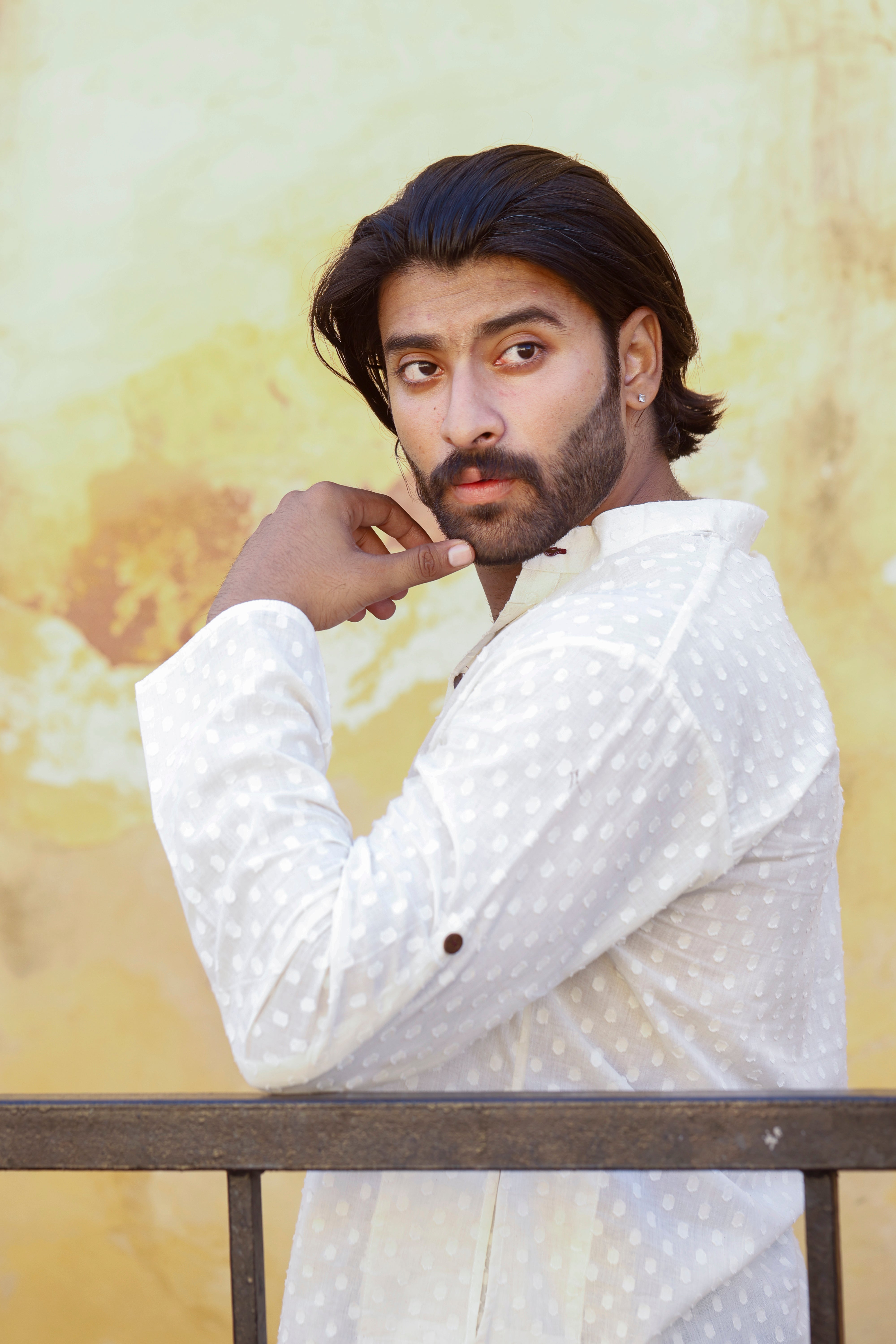 White Dobby Short Kurta