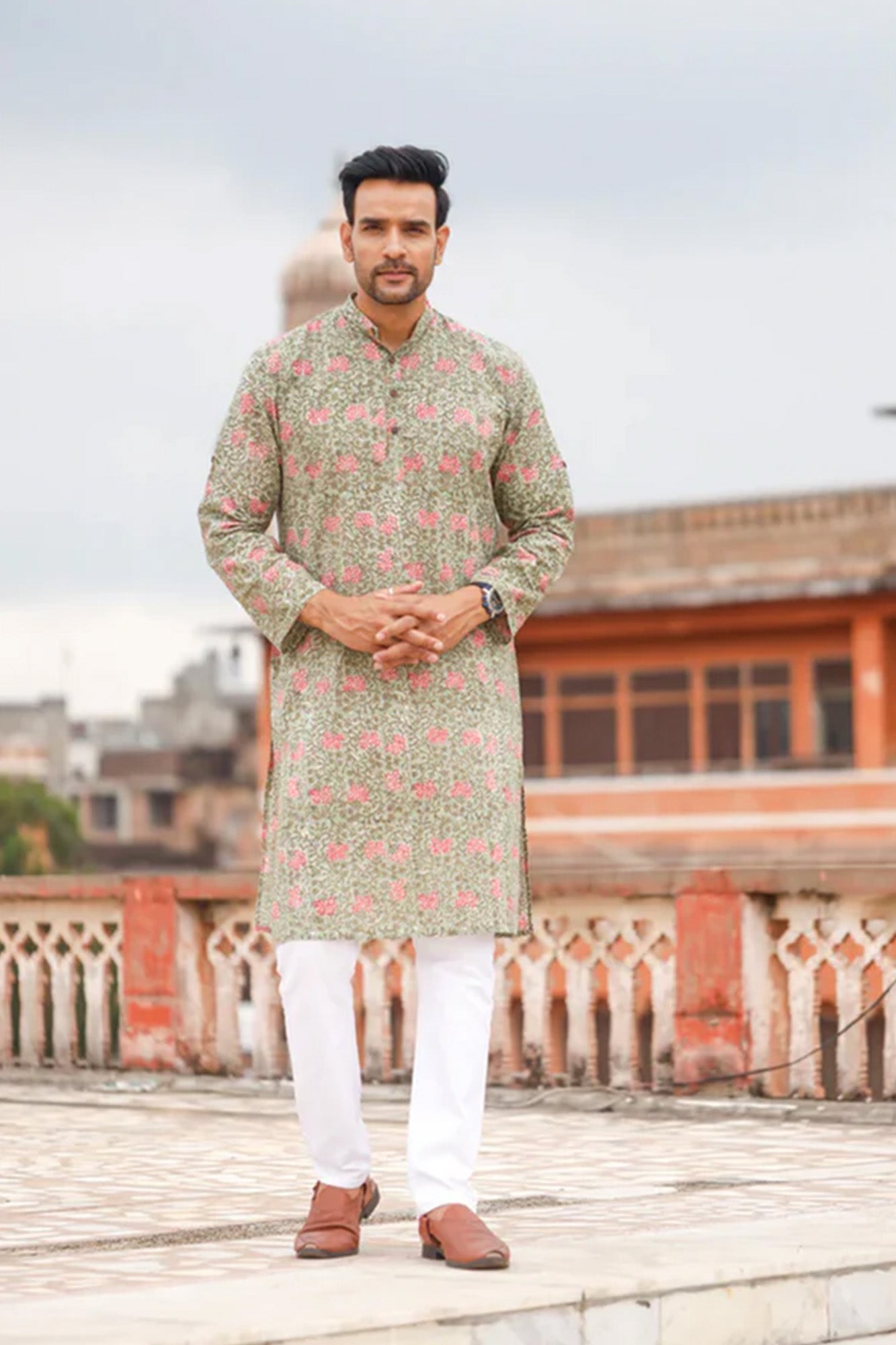 Green Mehandi Long Kurta