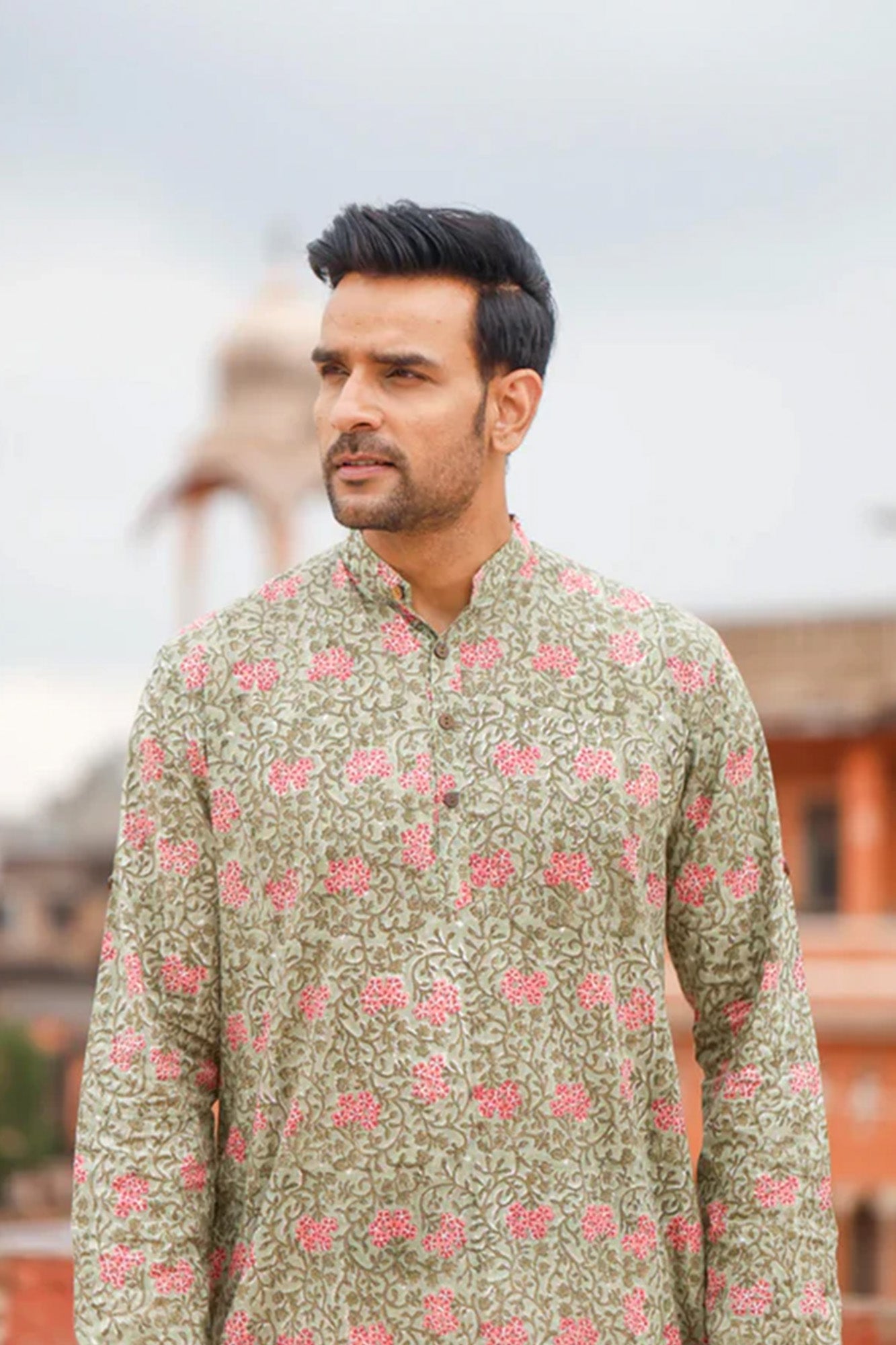 Green Mehandi Long Kurta