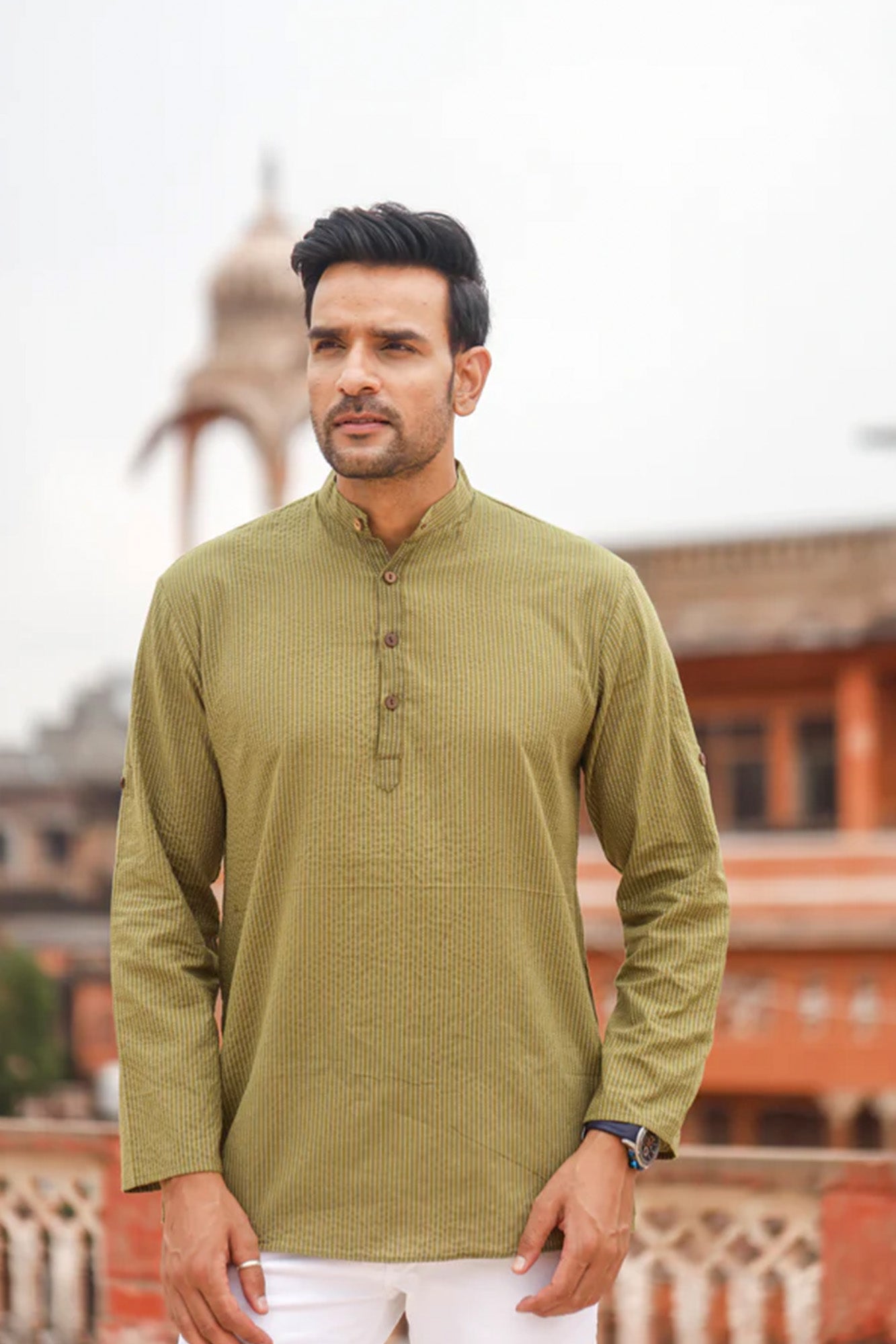 Green Kantha Short Kurta