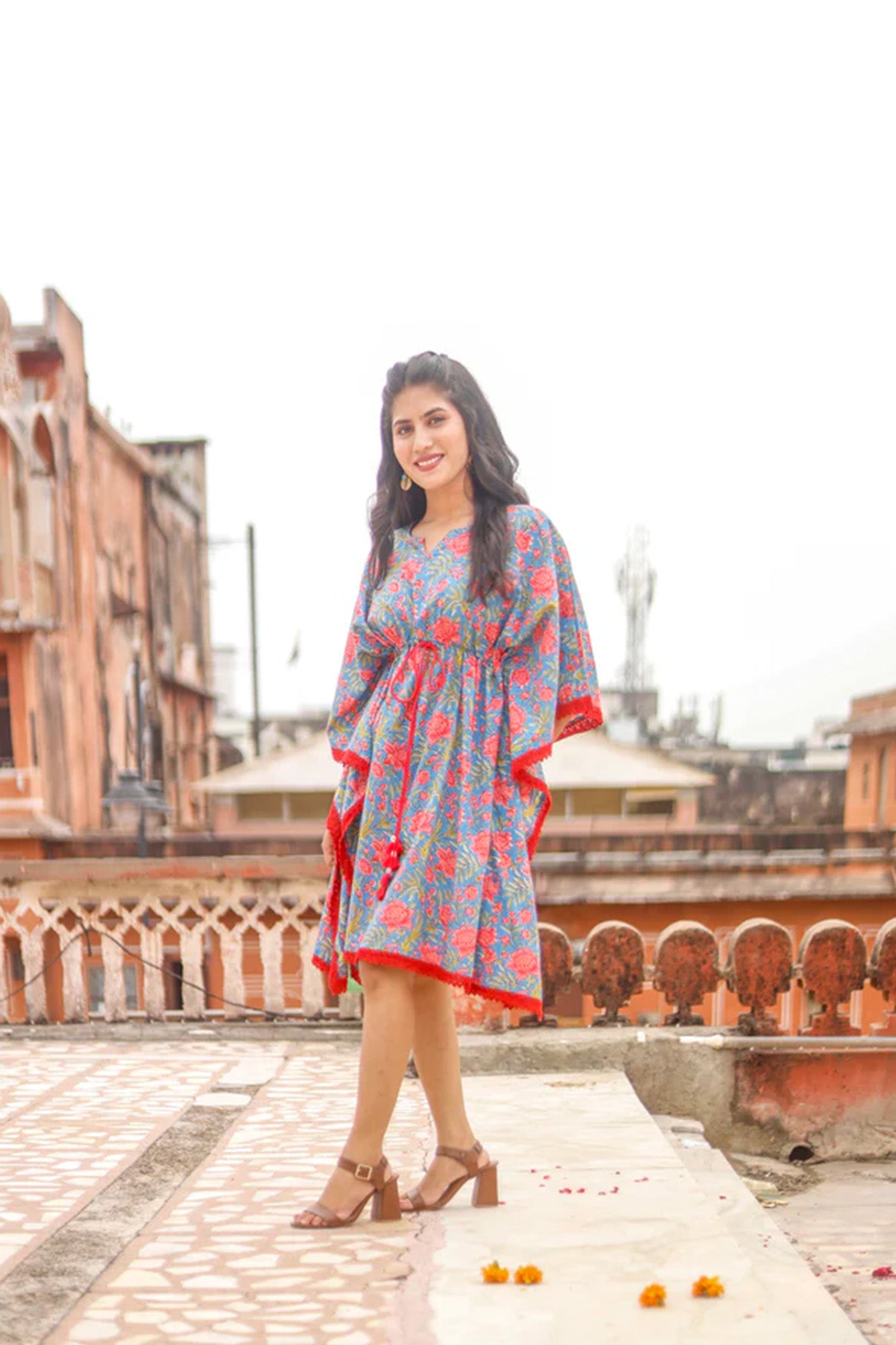 Blue Floral Short Kaftaan