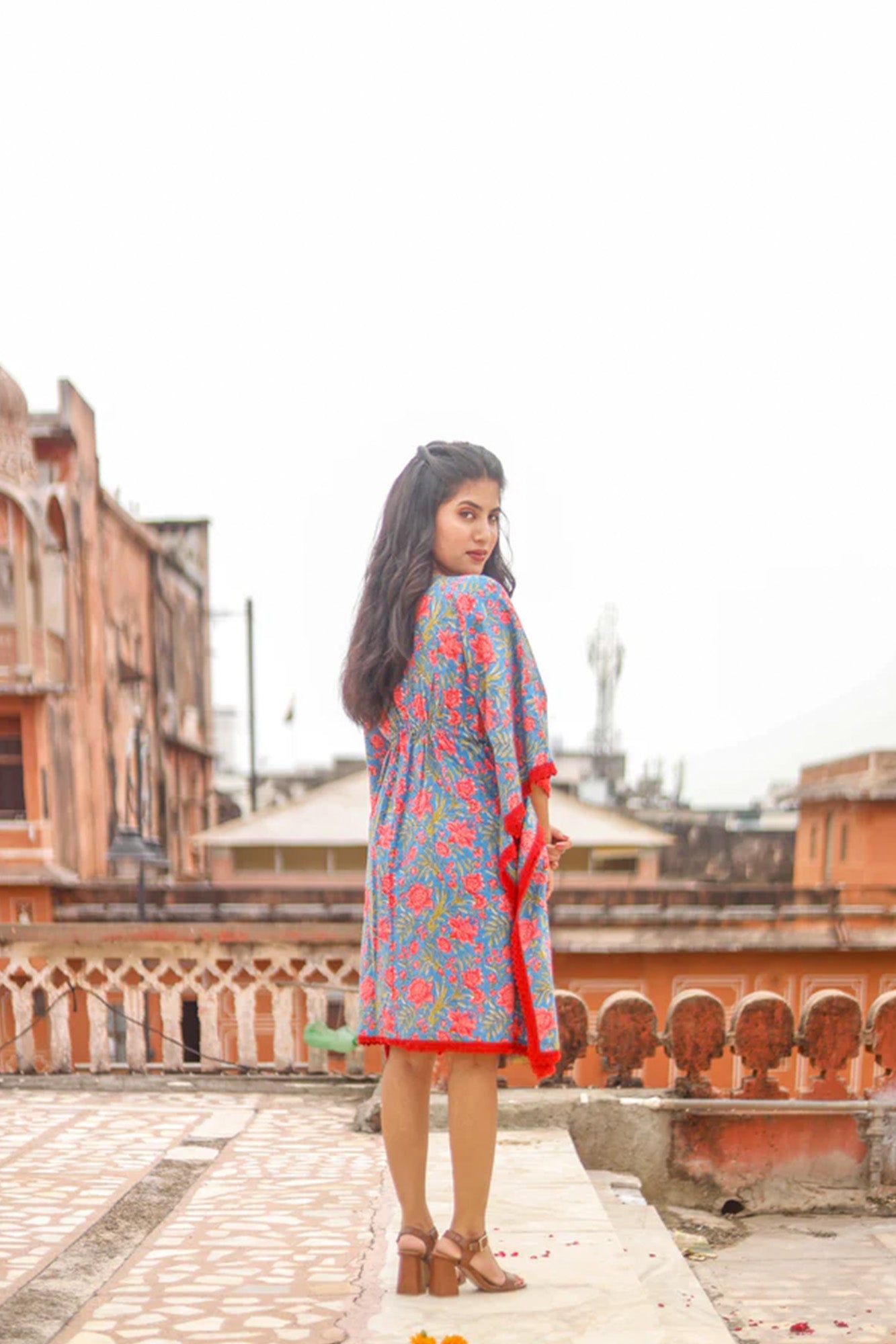 Blue Floral Short Kaftaan