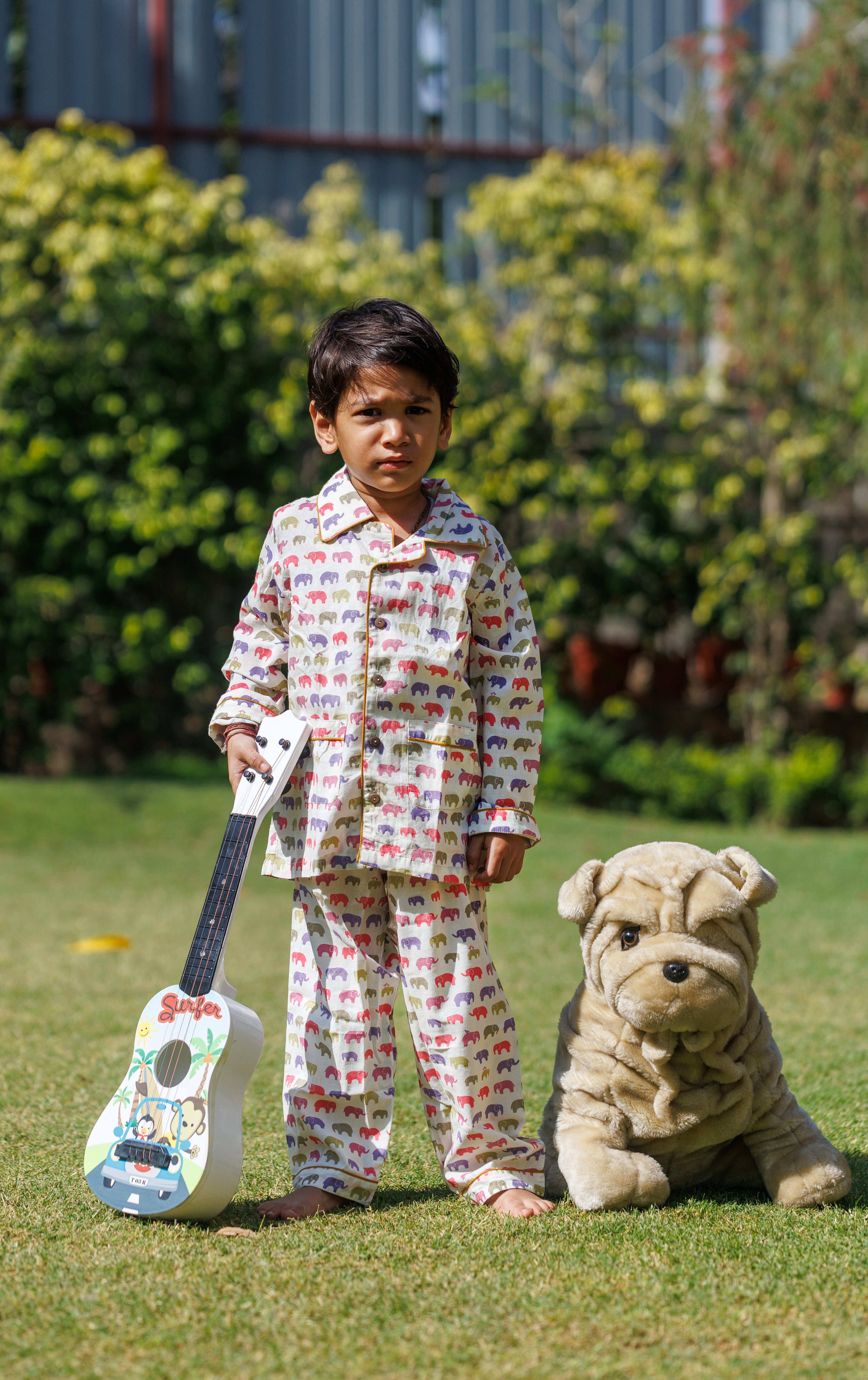 Multi Elephants Kids Night Suit