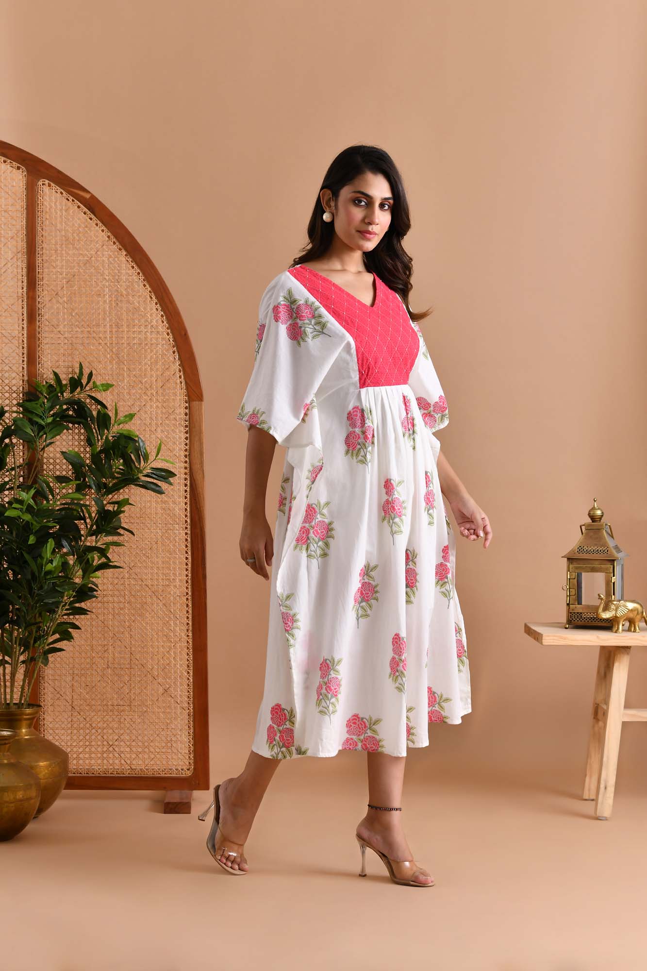 Women Kaftaan Dress Gulabi Yoke