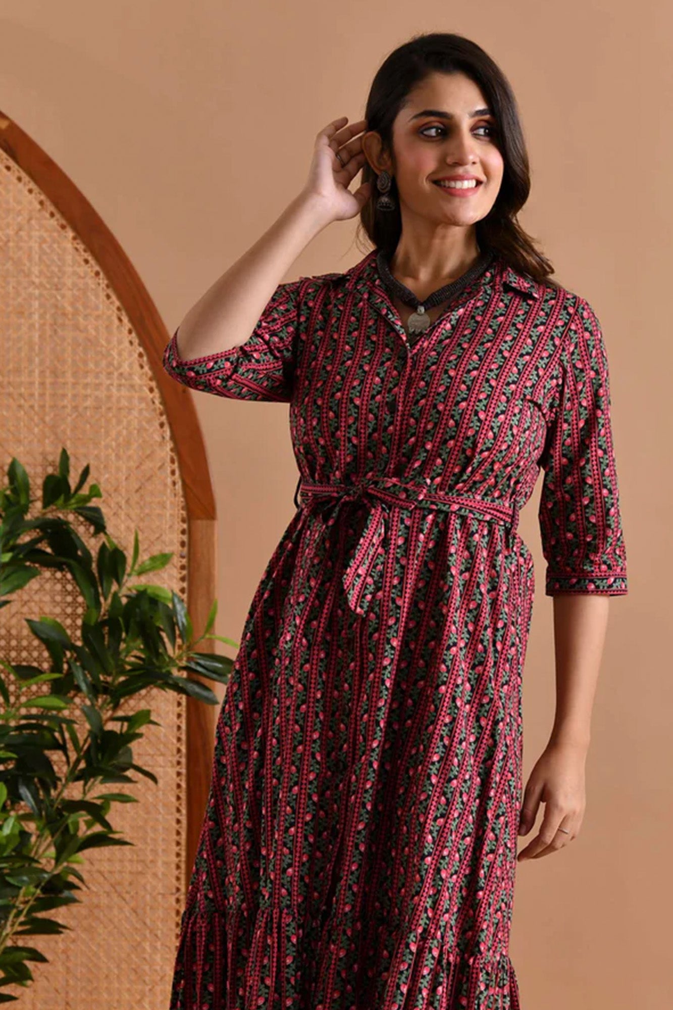 Shirt Dress Women Chandini Striped Red
