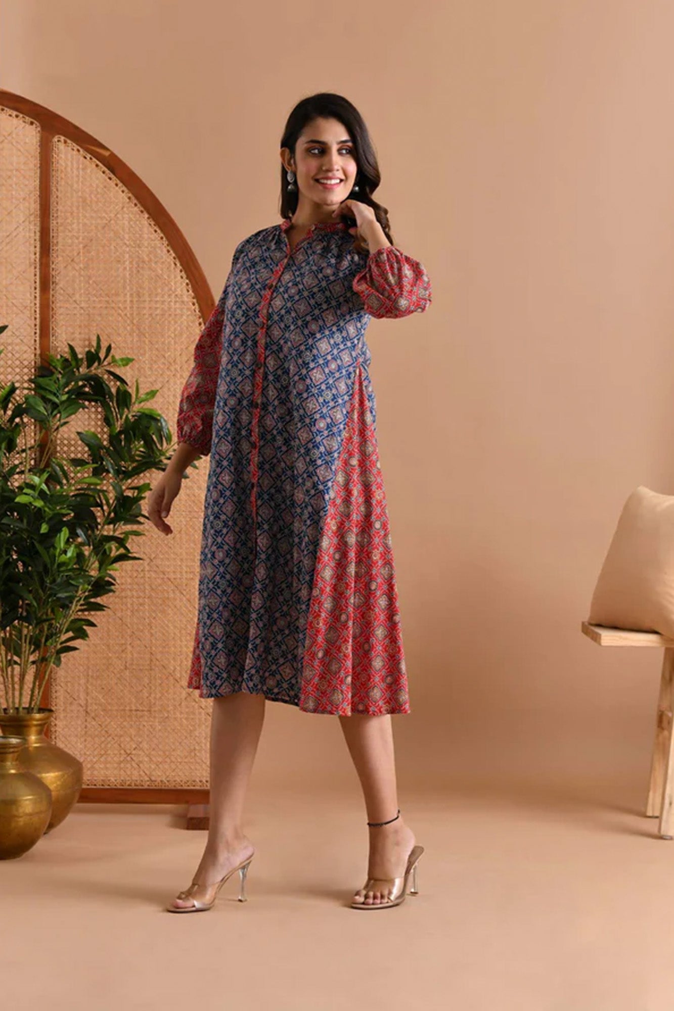 Dress Women Front Open Chandini Blue