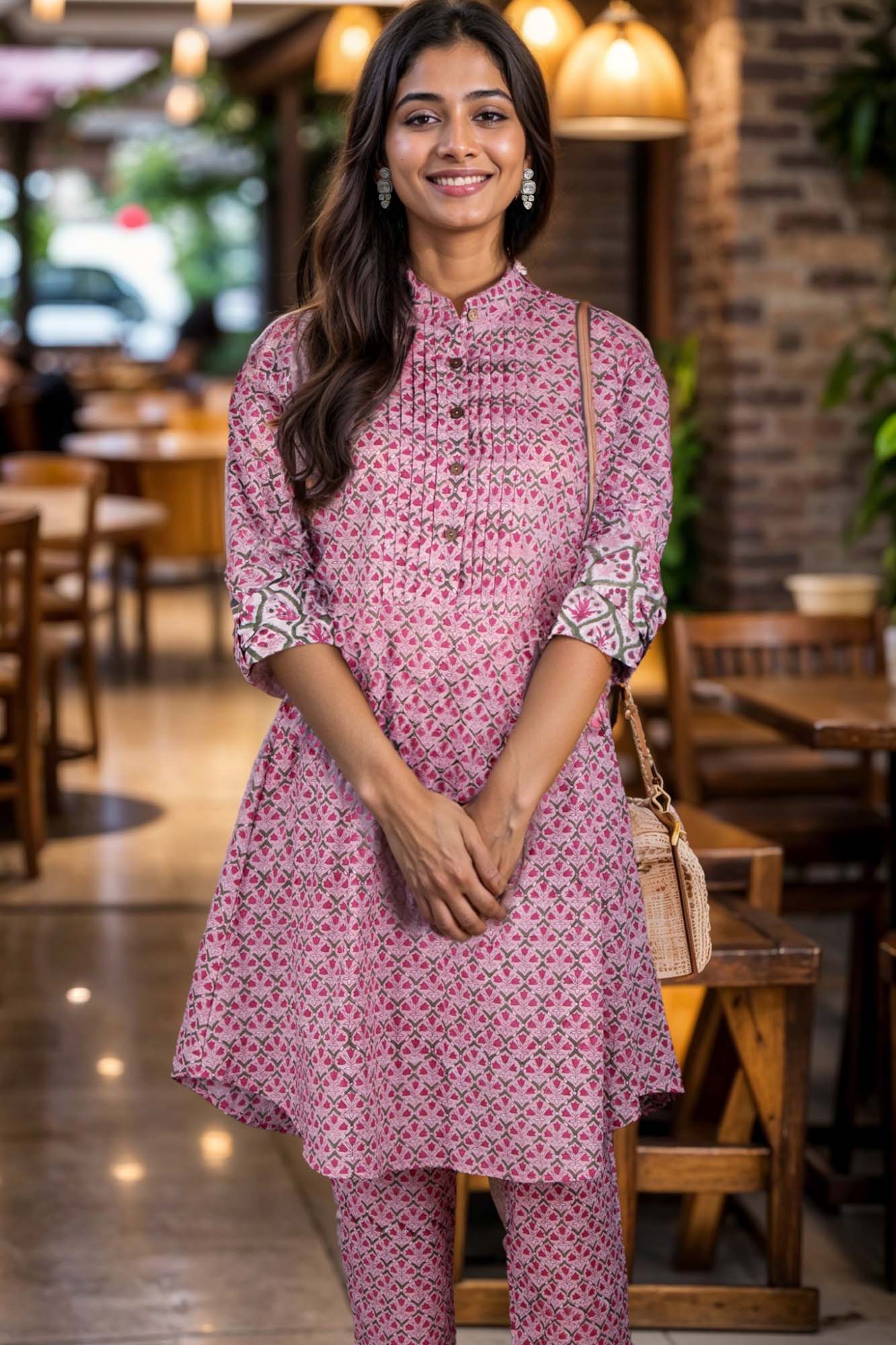 Powder Light Blossoms Kurta Set