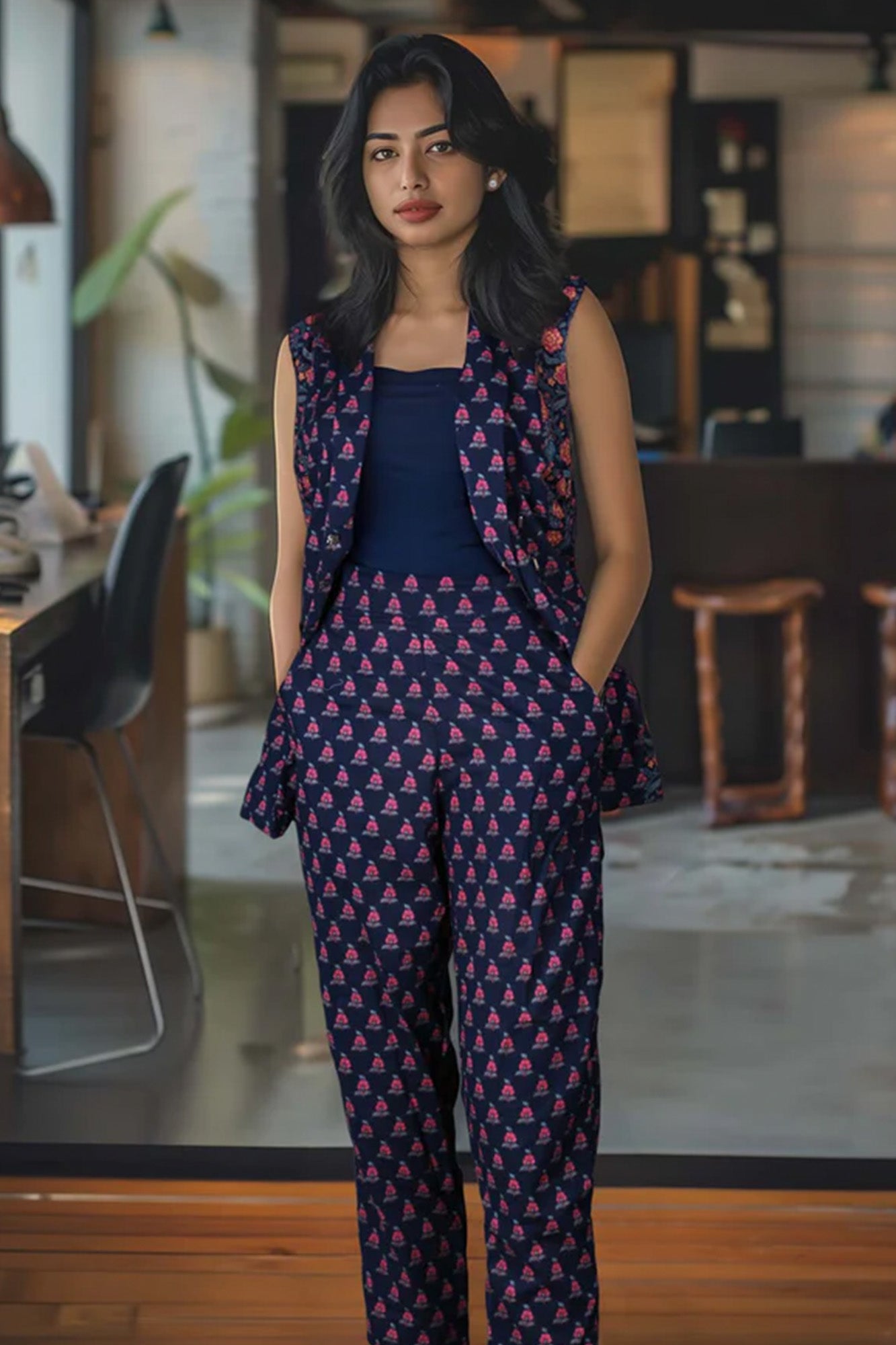 The SHE-EO Edit - Blue Cotton Power Suit