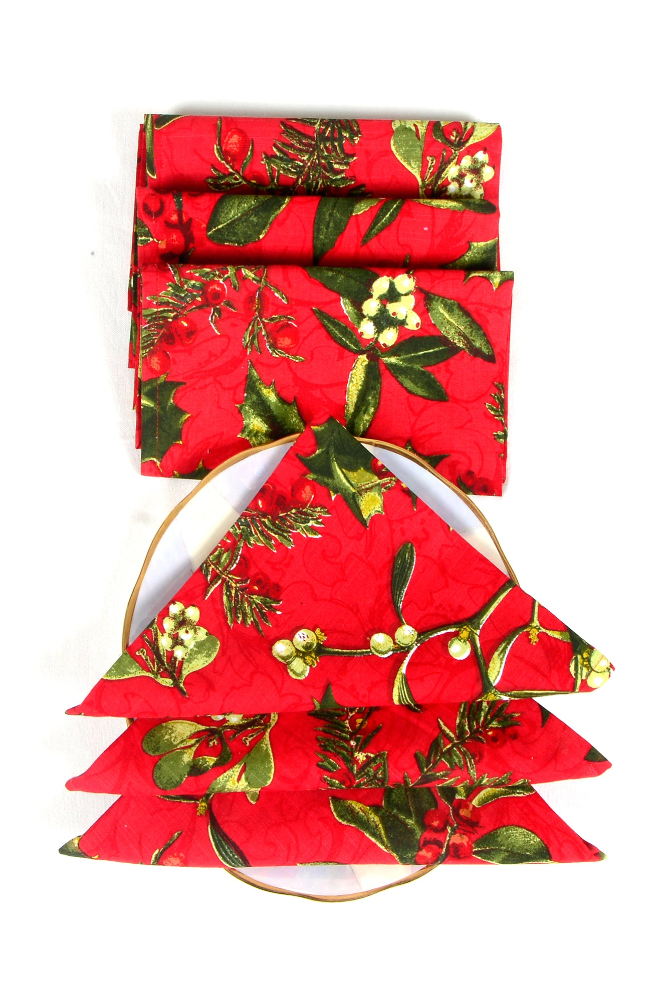 Green on Maroon - Place Mat & Napkin Set S/6+6