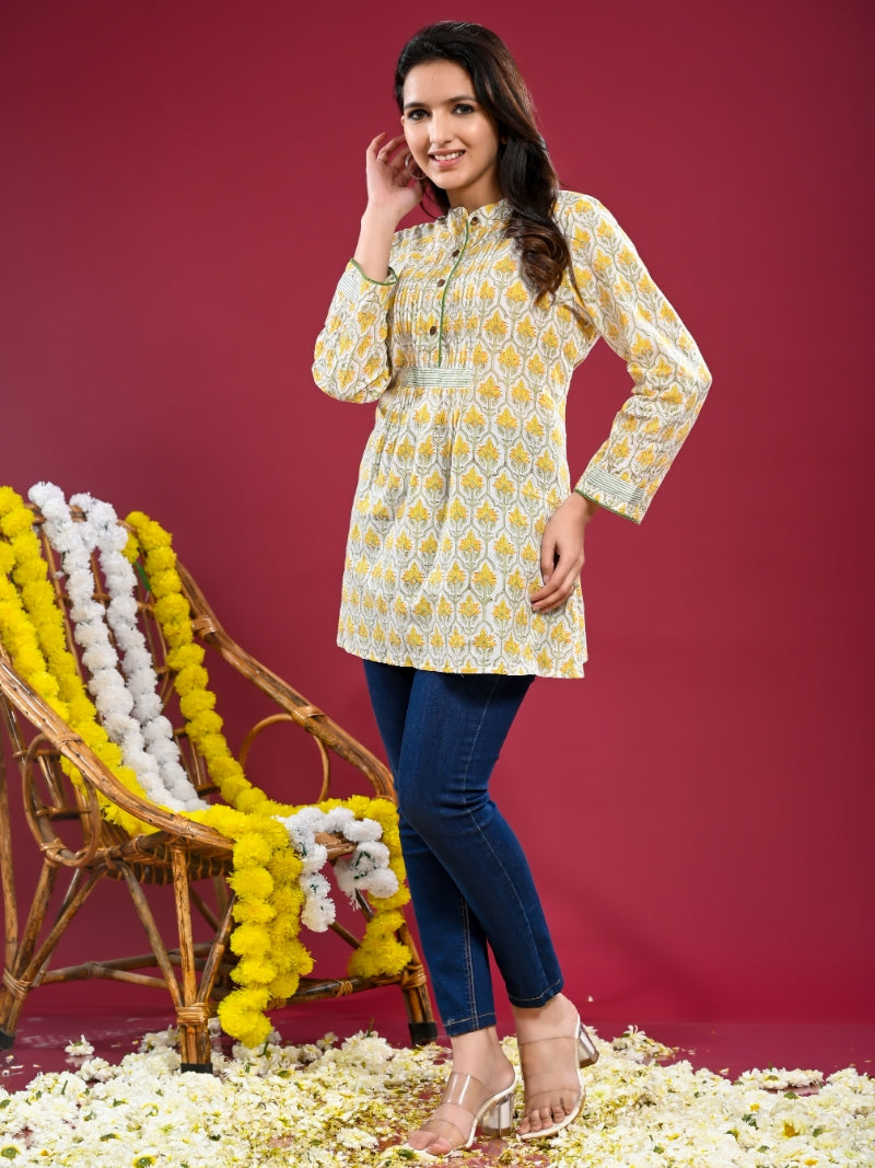 Top Arless Womens Dil E-Bahar Yellow