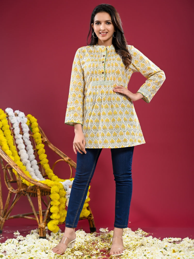 Top Arless Womens Dil E-Bahar Yellow