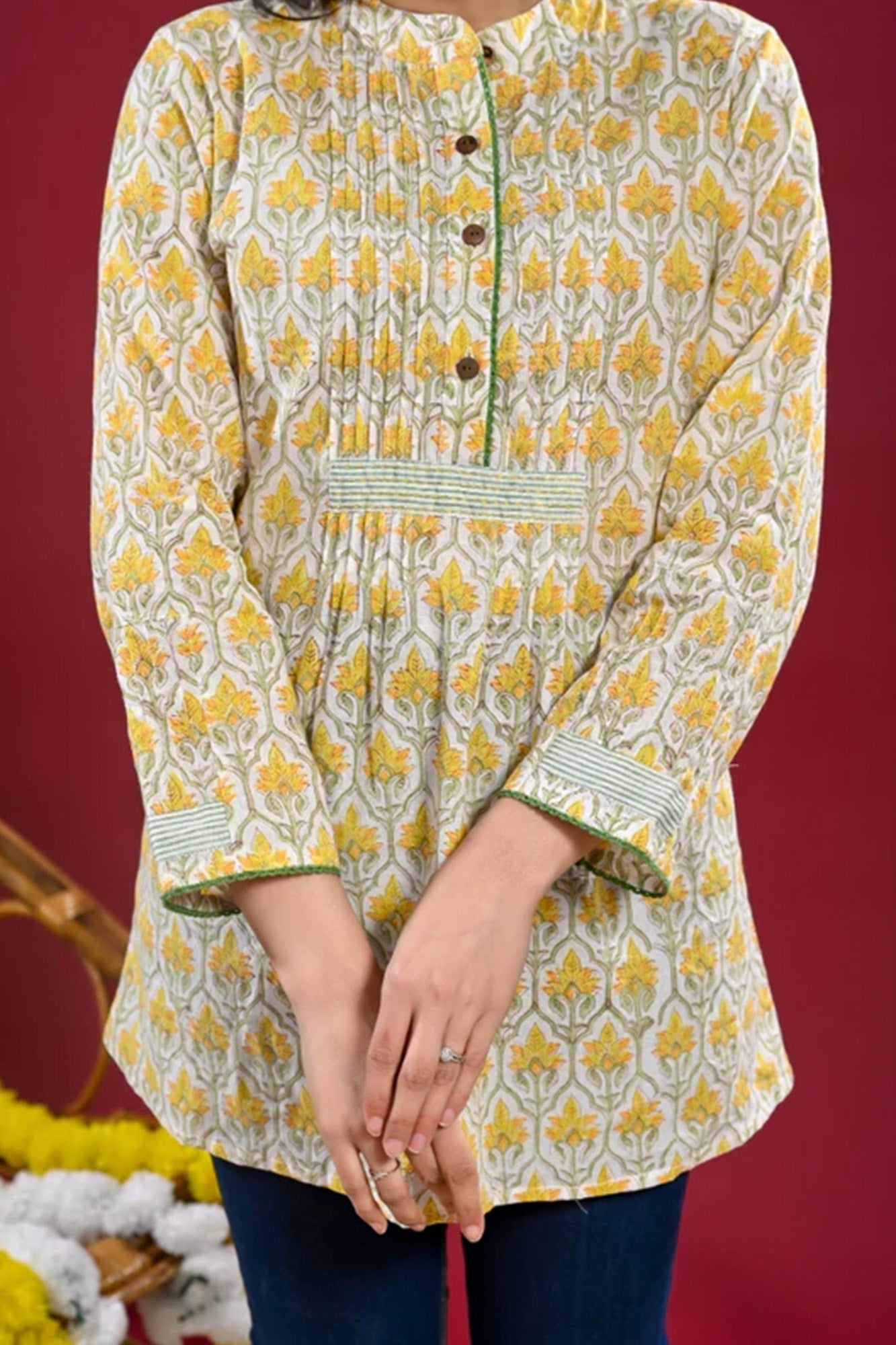 Top Arless Womens Dil E-Bahar Yellow
