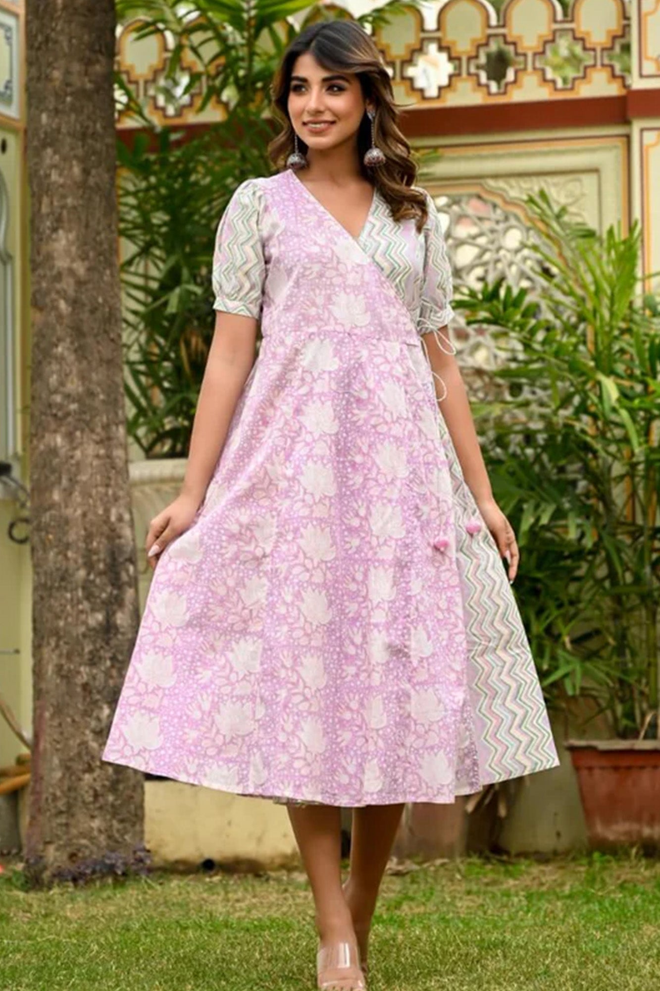 Dress Womens Angrakha Lavender