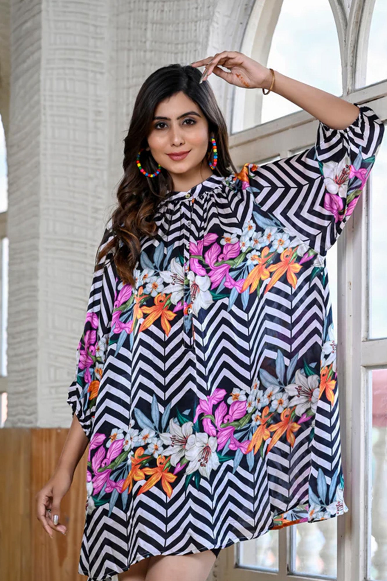 Dress Women Chevron Satin Silk