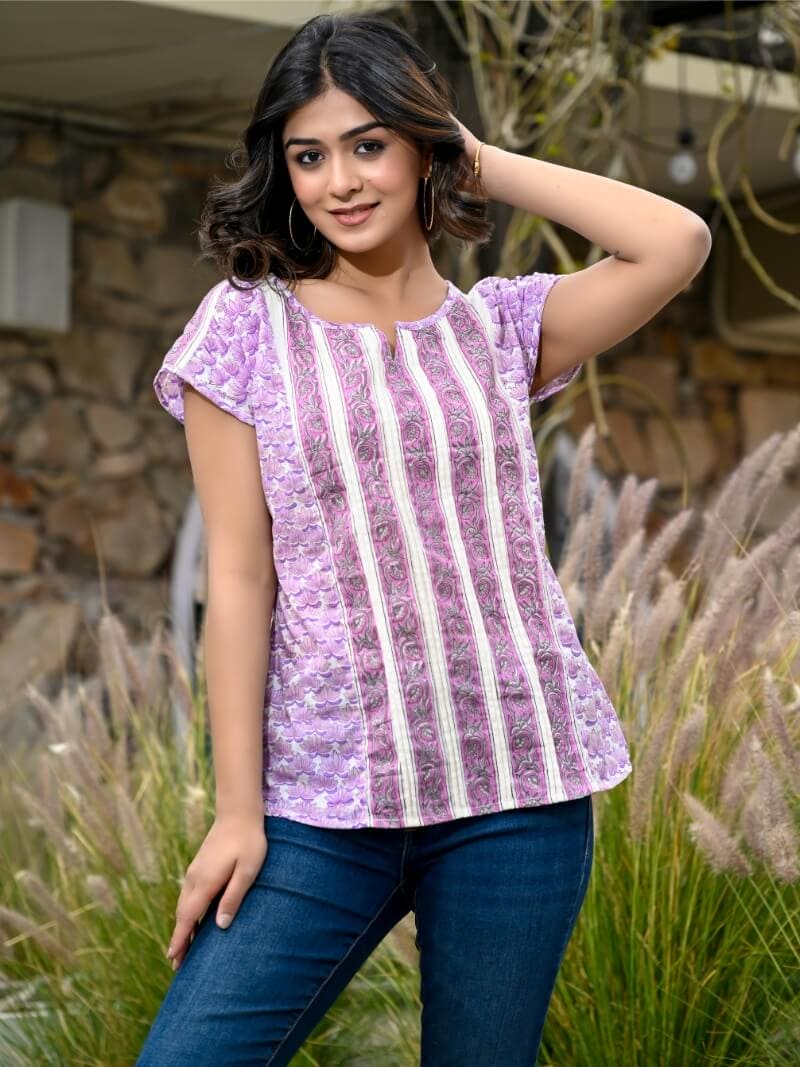 Top Womens Pleated Border Gulaal