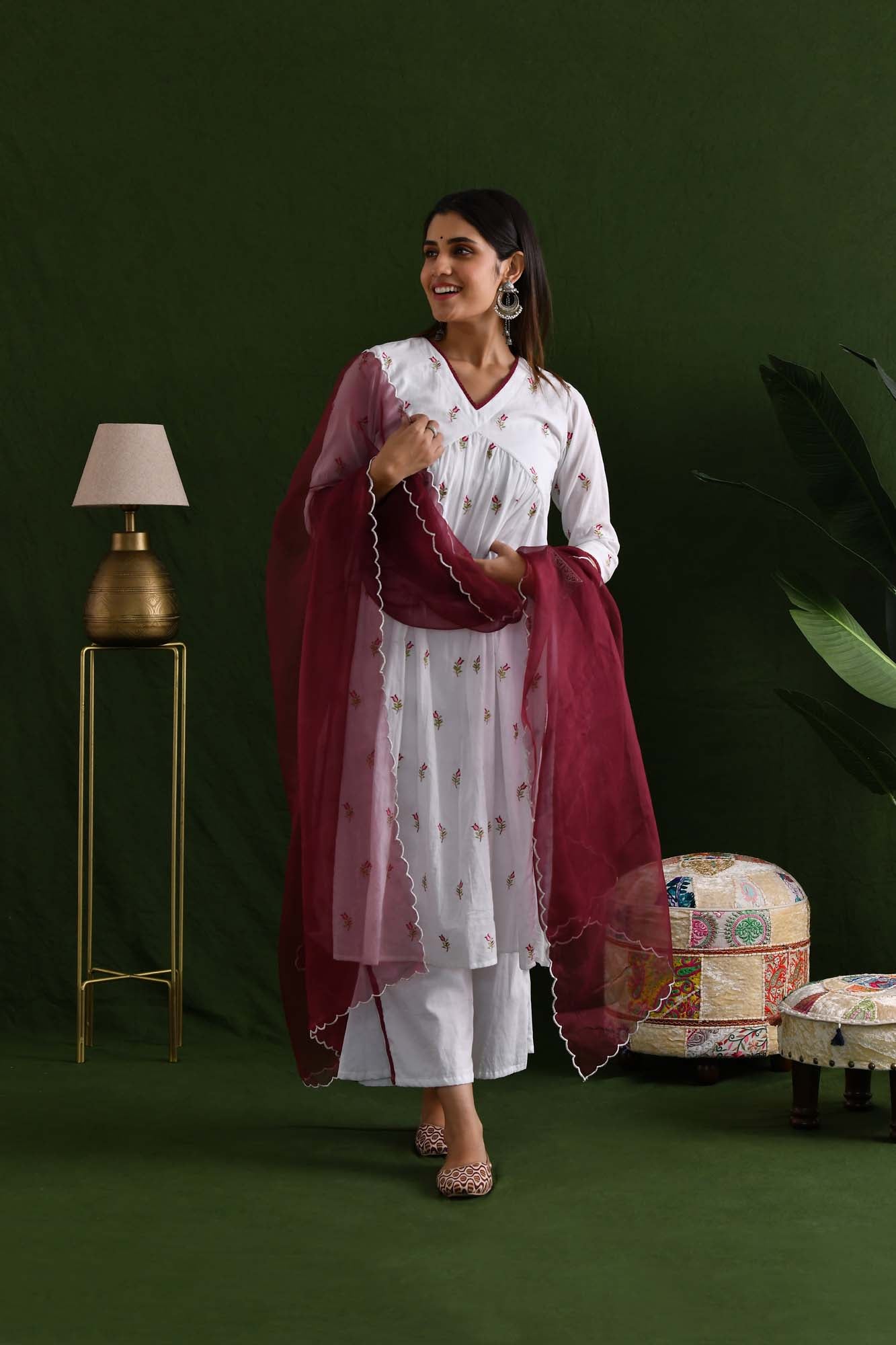 Tulip Embroidered Women Suit Set of 3