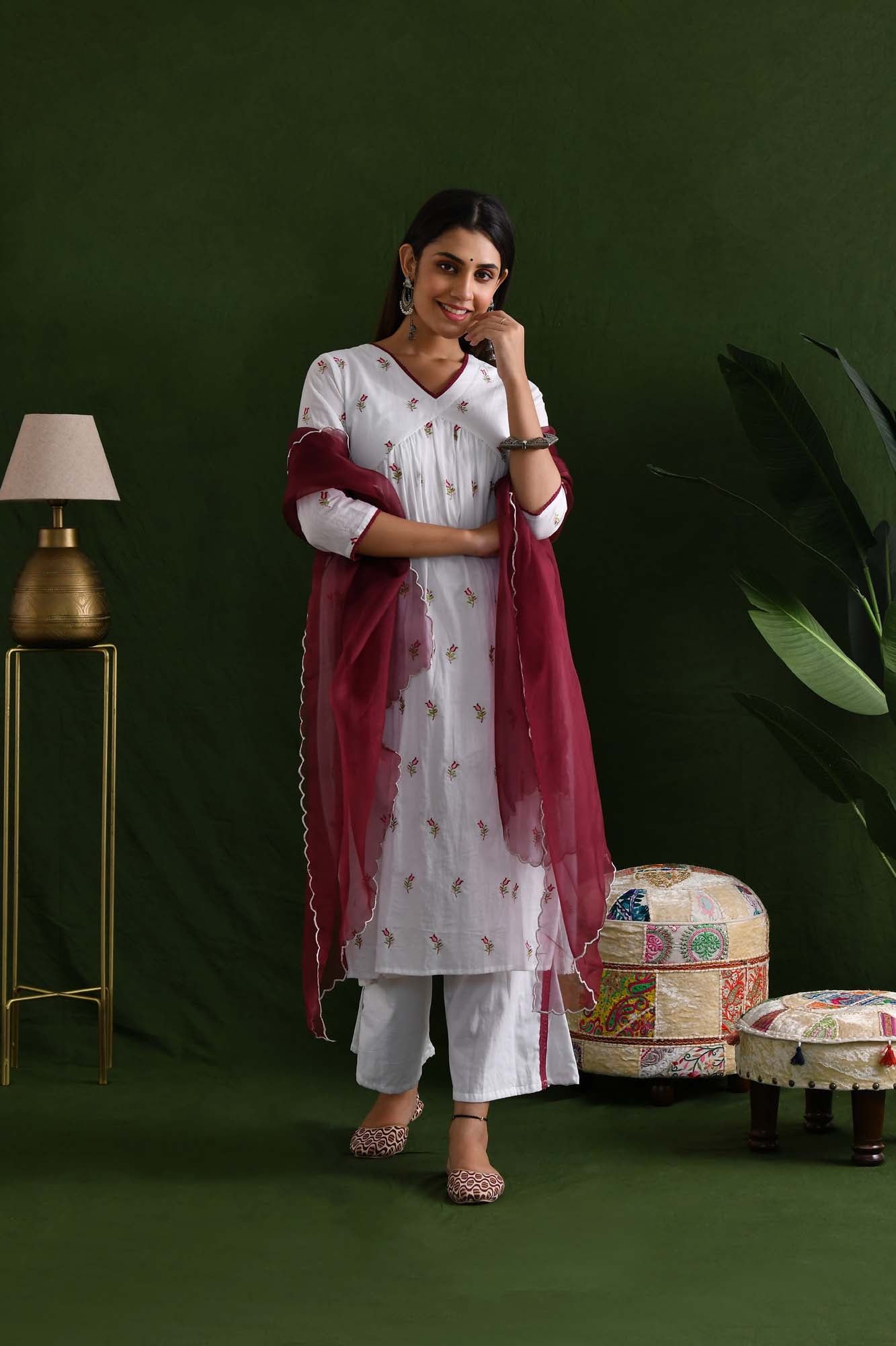 Tulip Embroidered Women Suit Set of 3