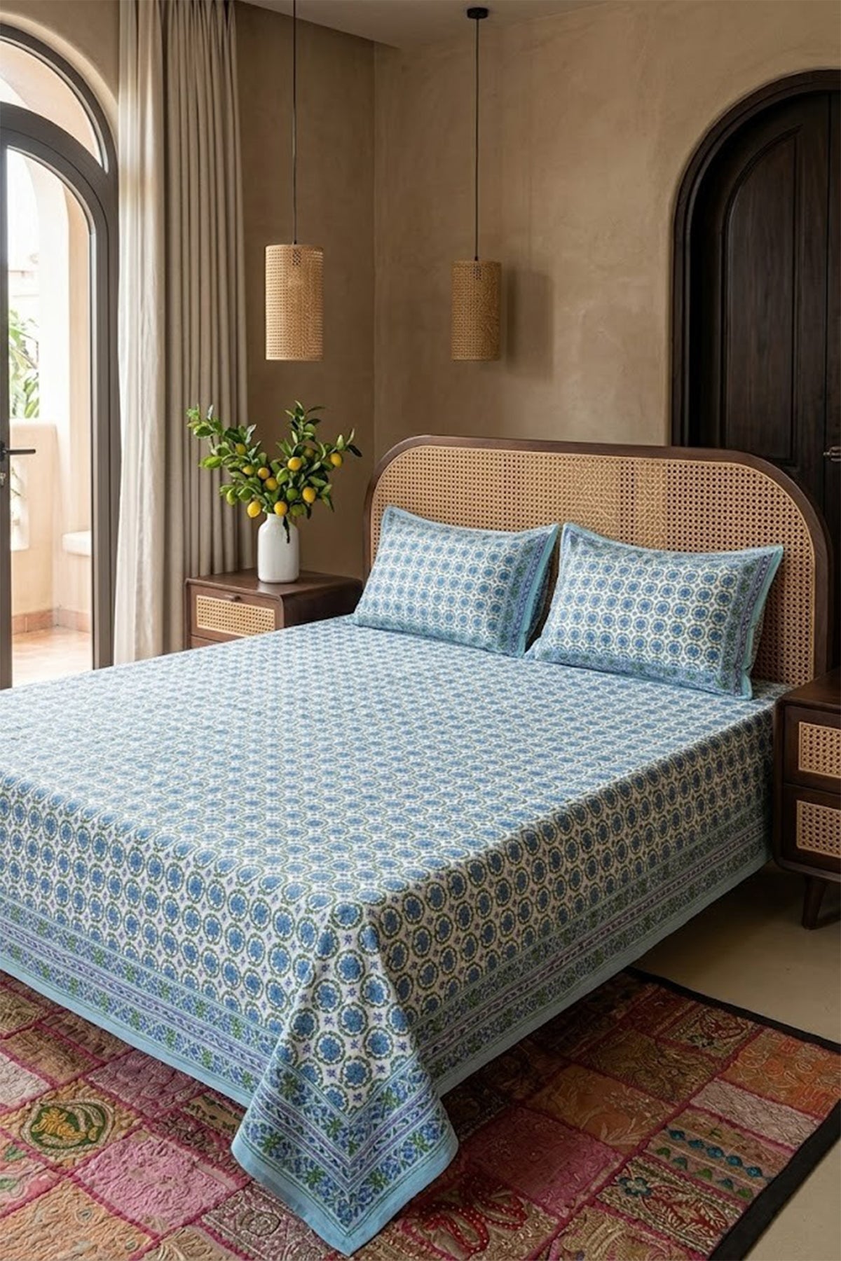 Mint Carnation Bed Sheet With Pillow