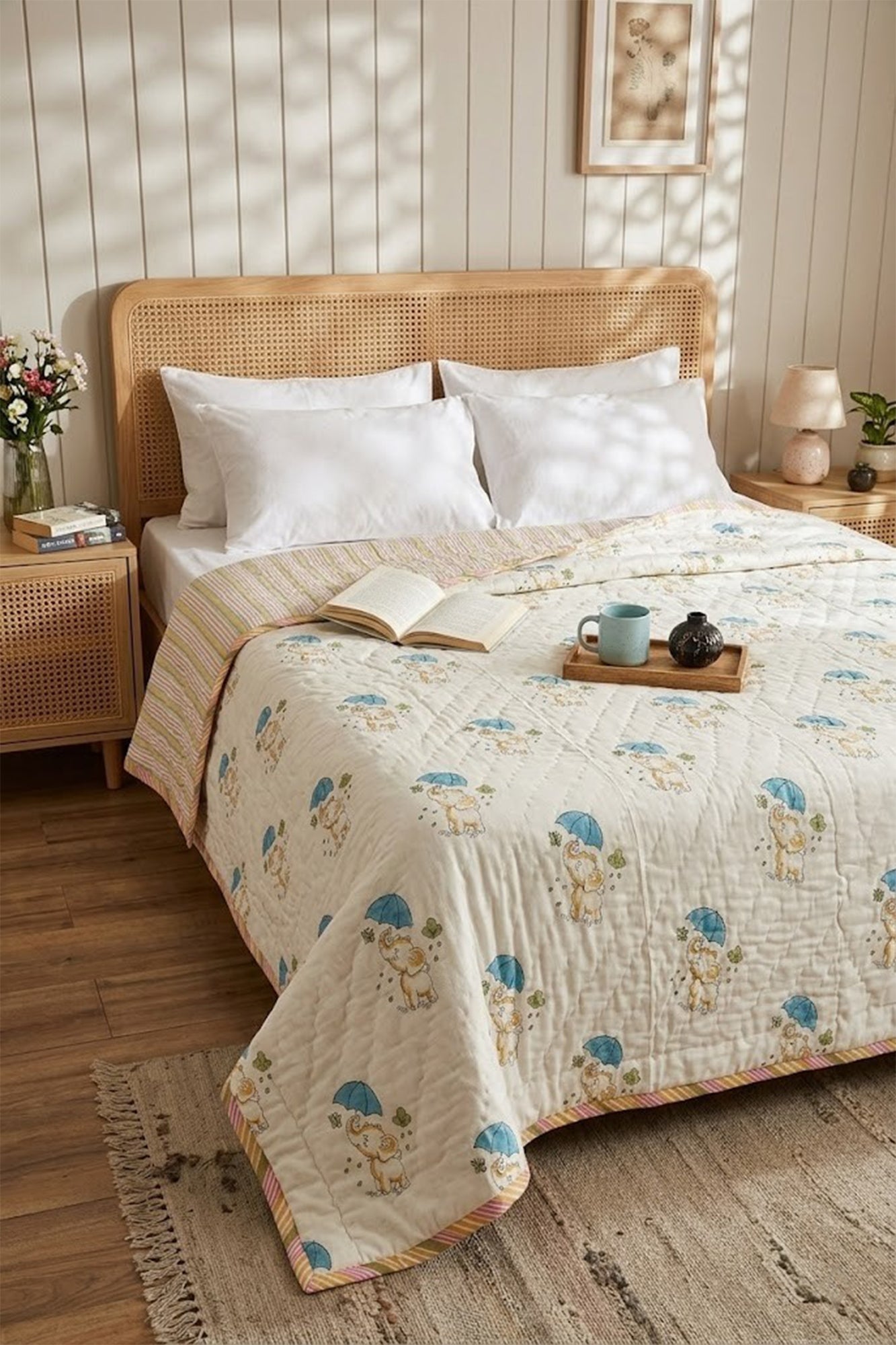 Umbrella & Trunk Kids Quilt Pair of 2