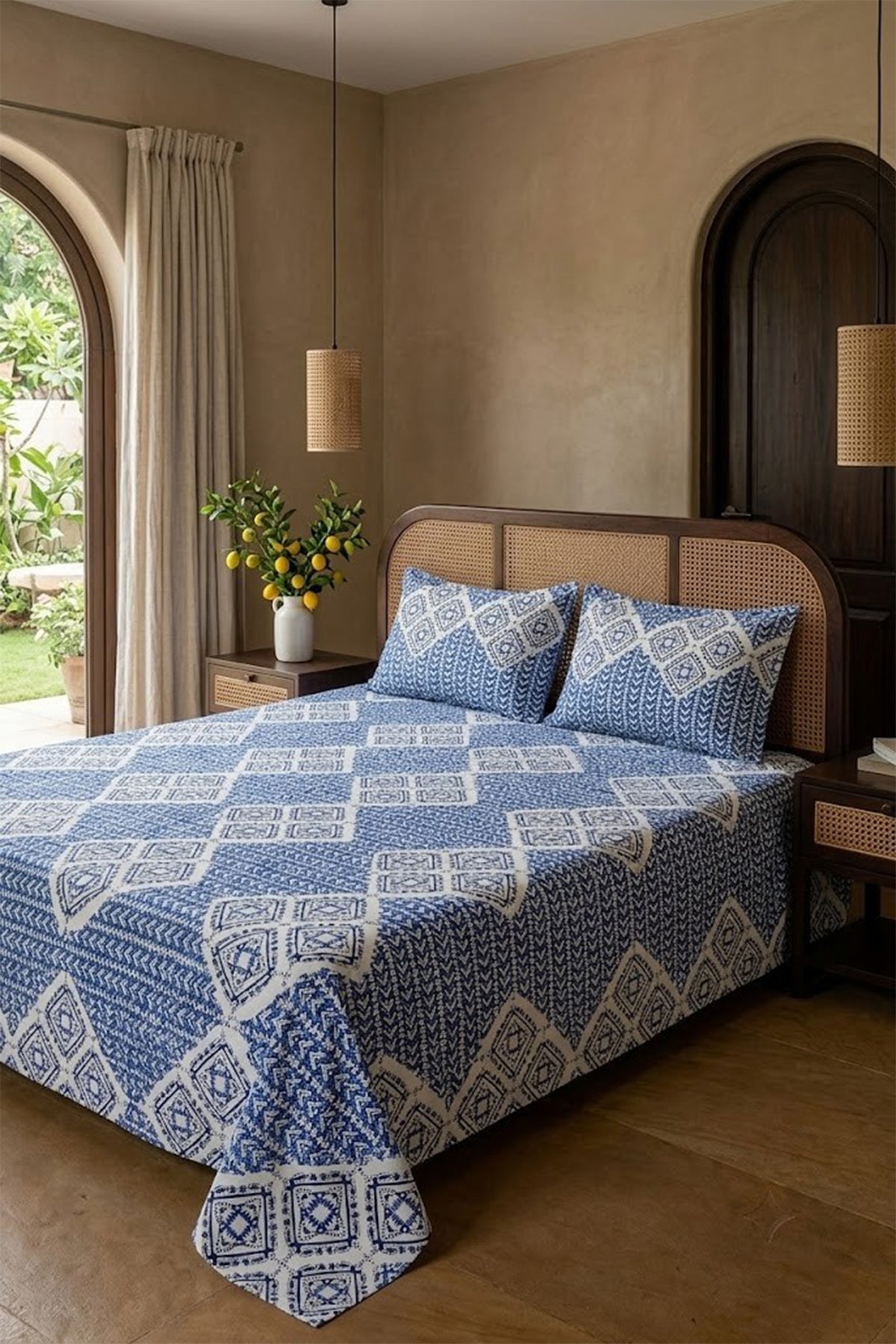 Geometrical Blue - Bed Sheet