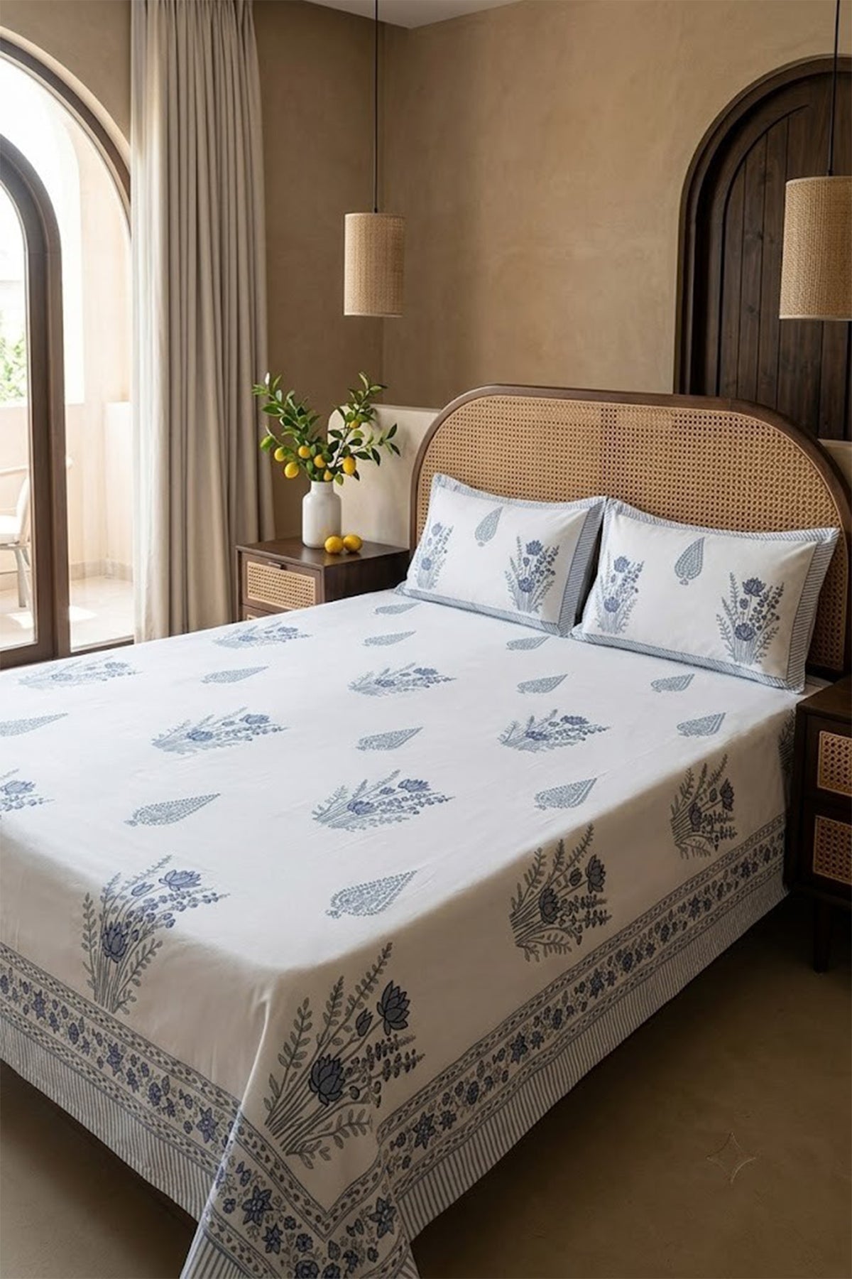 Neel Bagh Bed Sheet With Pillow