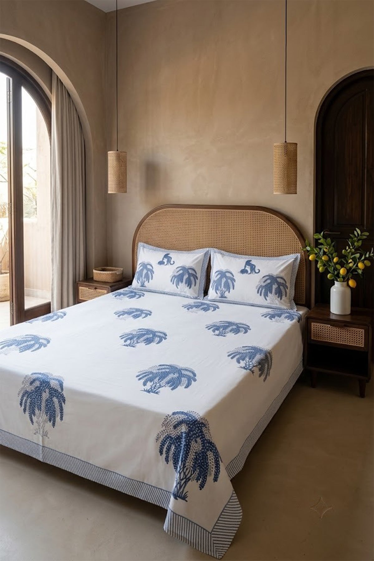 Blue Panther Bed Sheet With Pillow