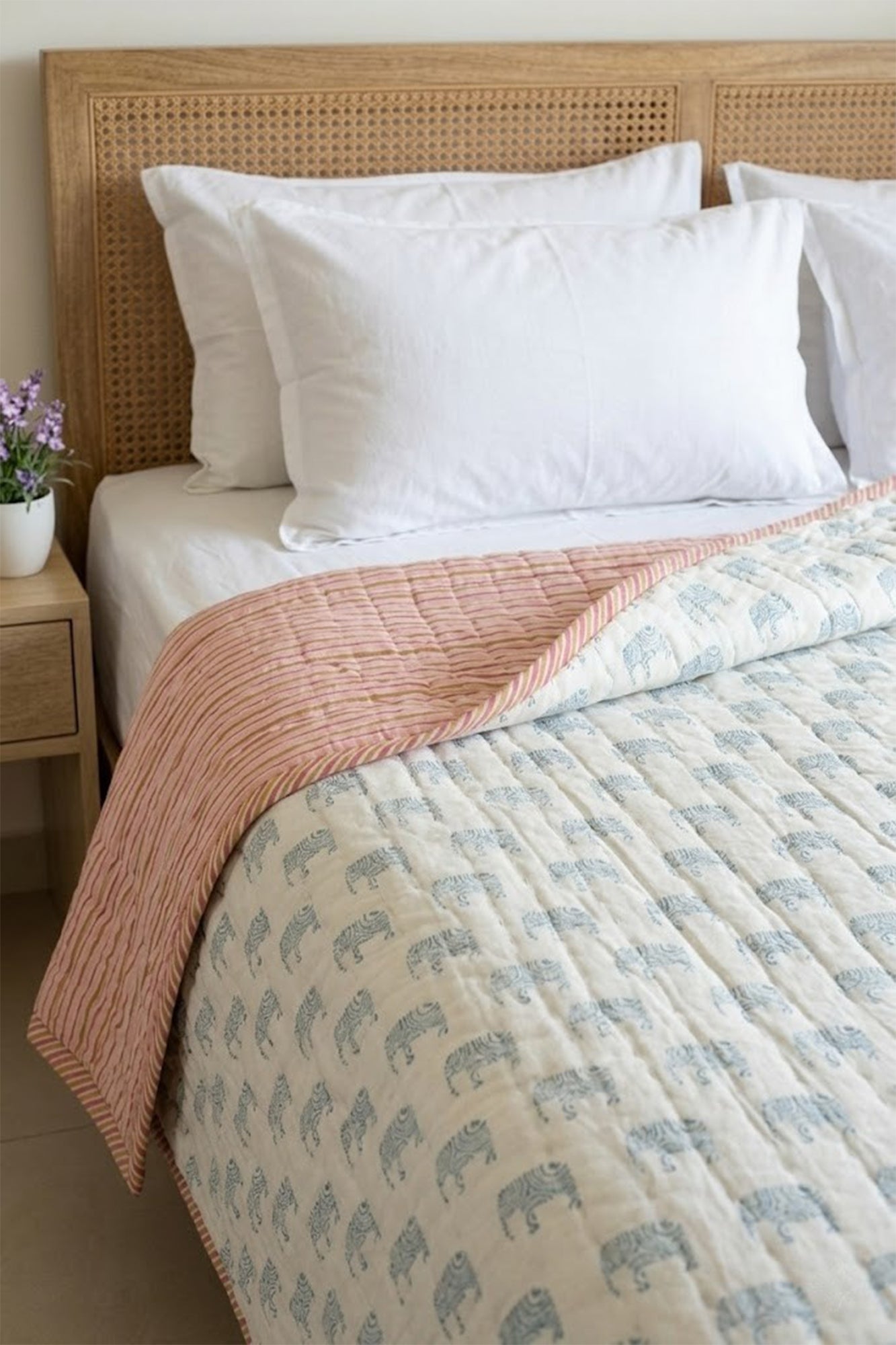 Blue Jumbo Elephant Kids Quilt Pair of 2