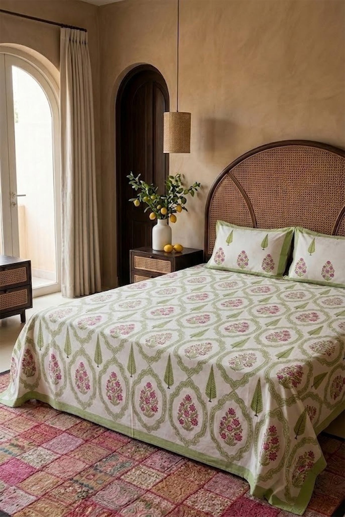 Mughal Garden Bed Sheet With Pillow