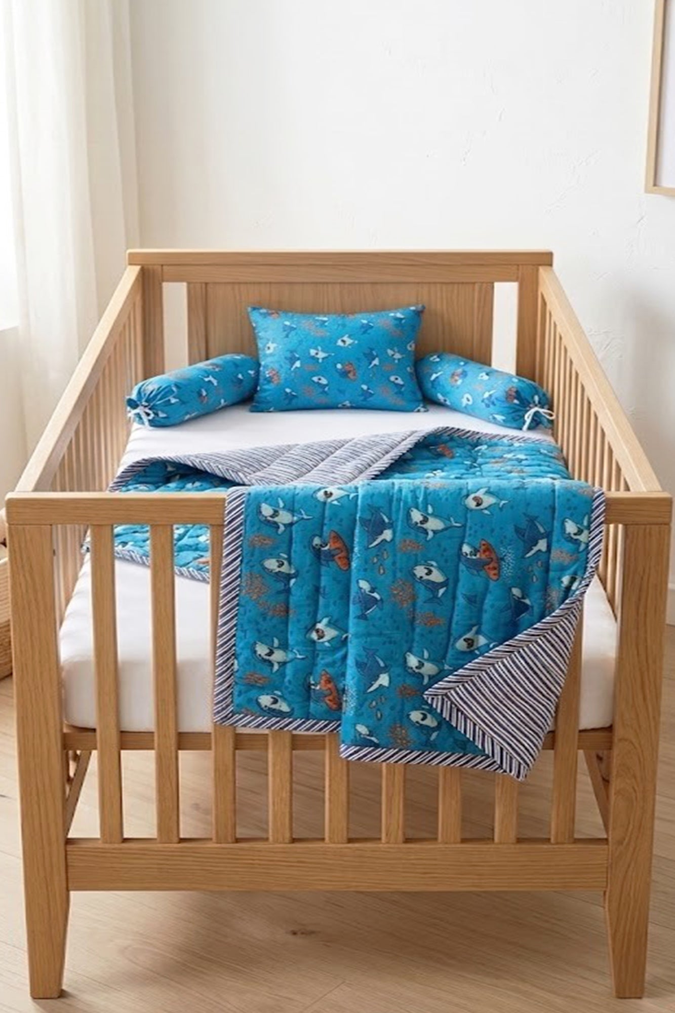 Dolphin Blue Infant Bed Set