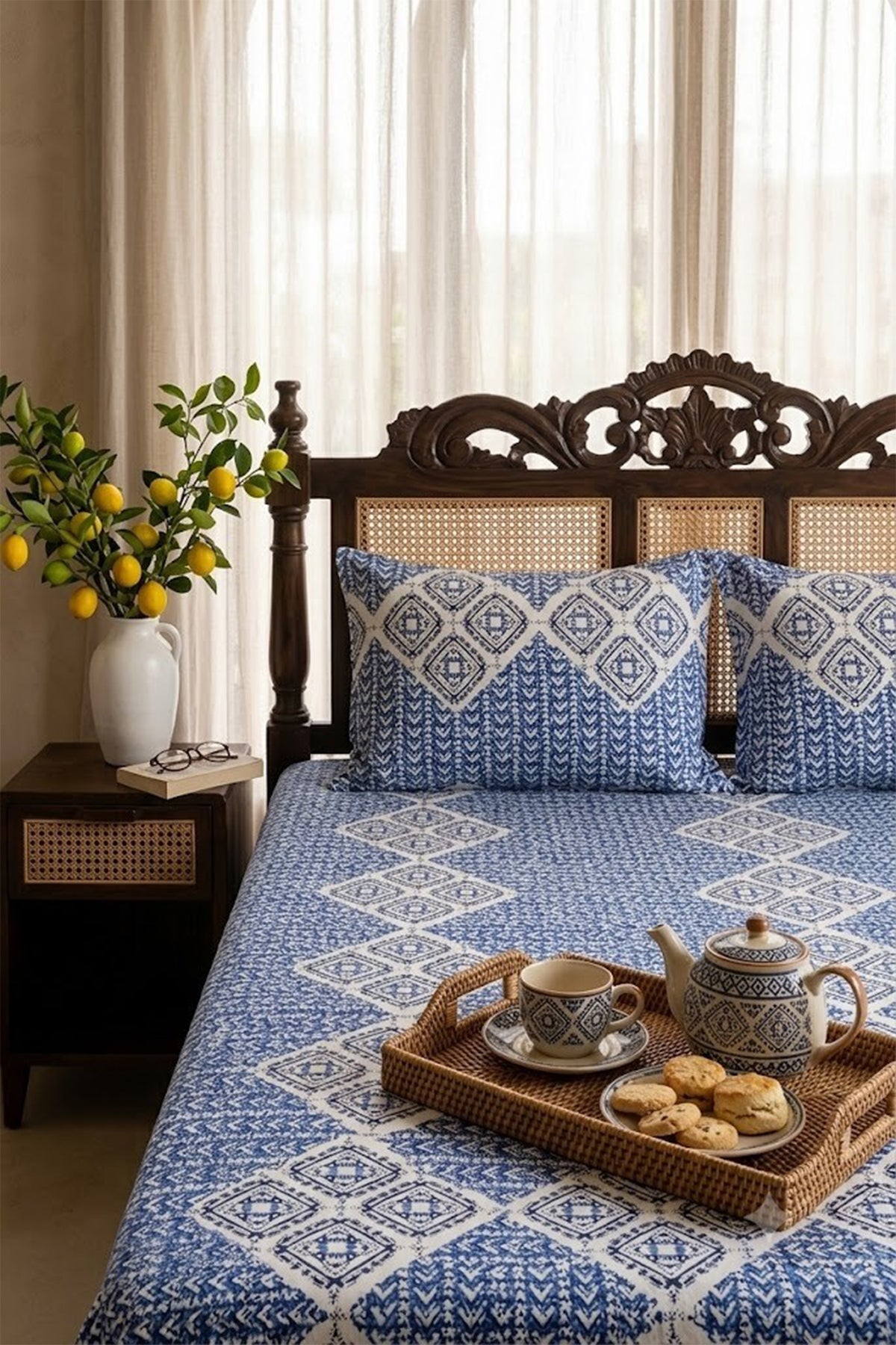 Geometrical Blue - Bed Sheet