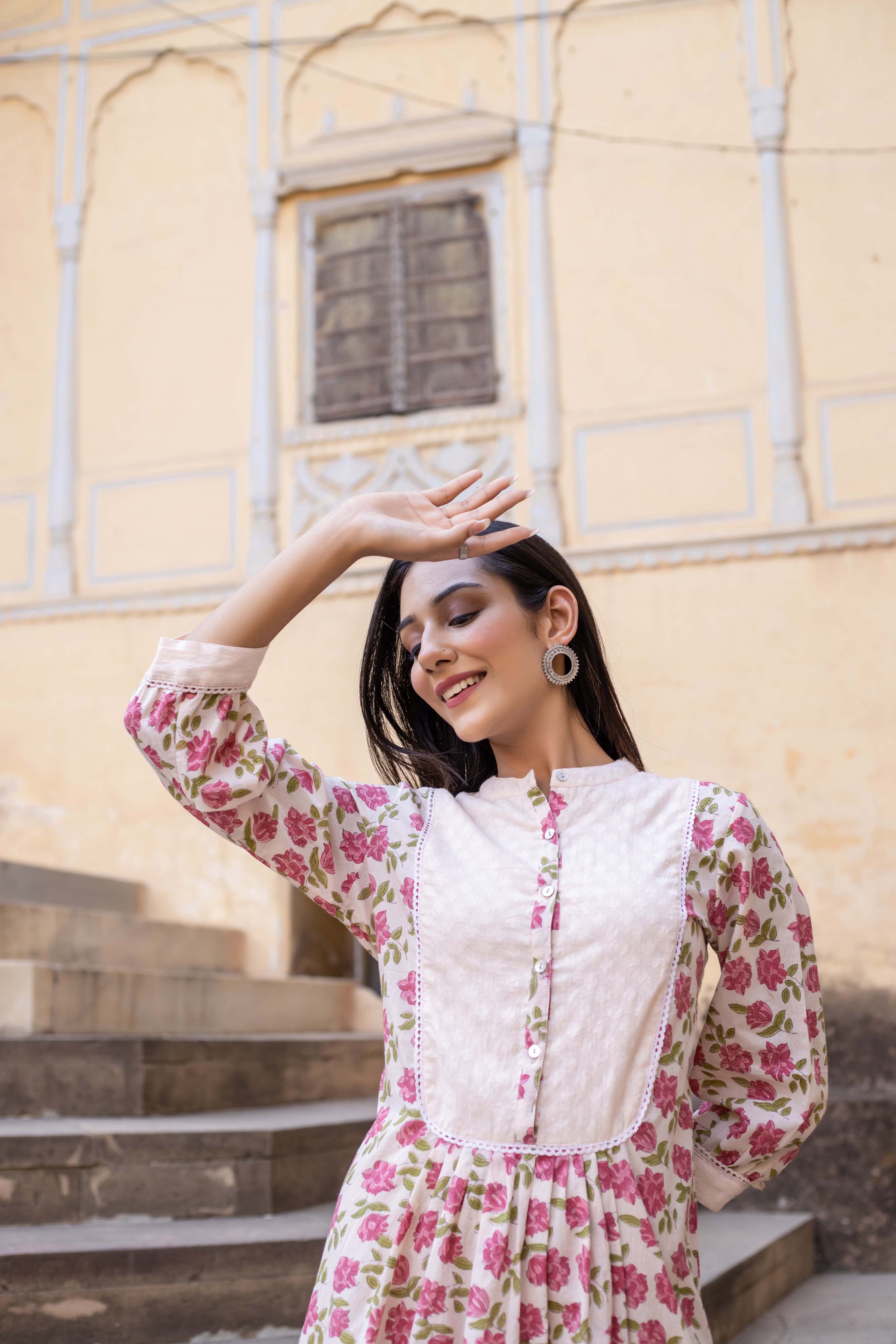 Dress Short Women Pink Rose