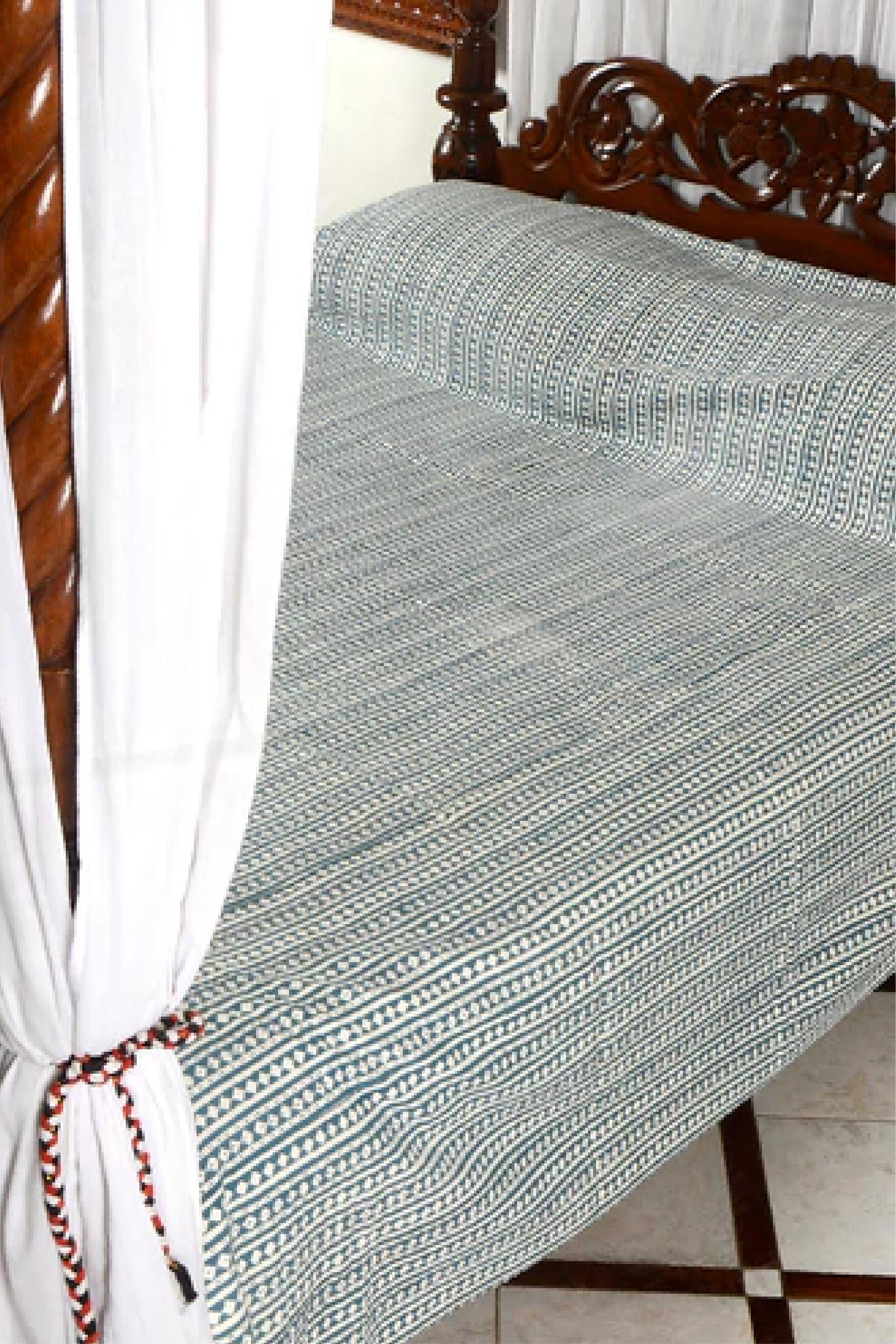 Diamond - Blue Kantha Bed Cover