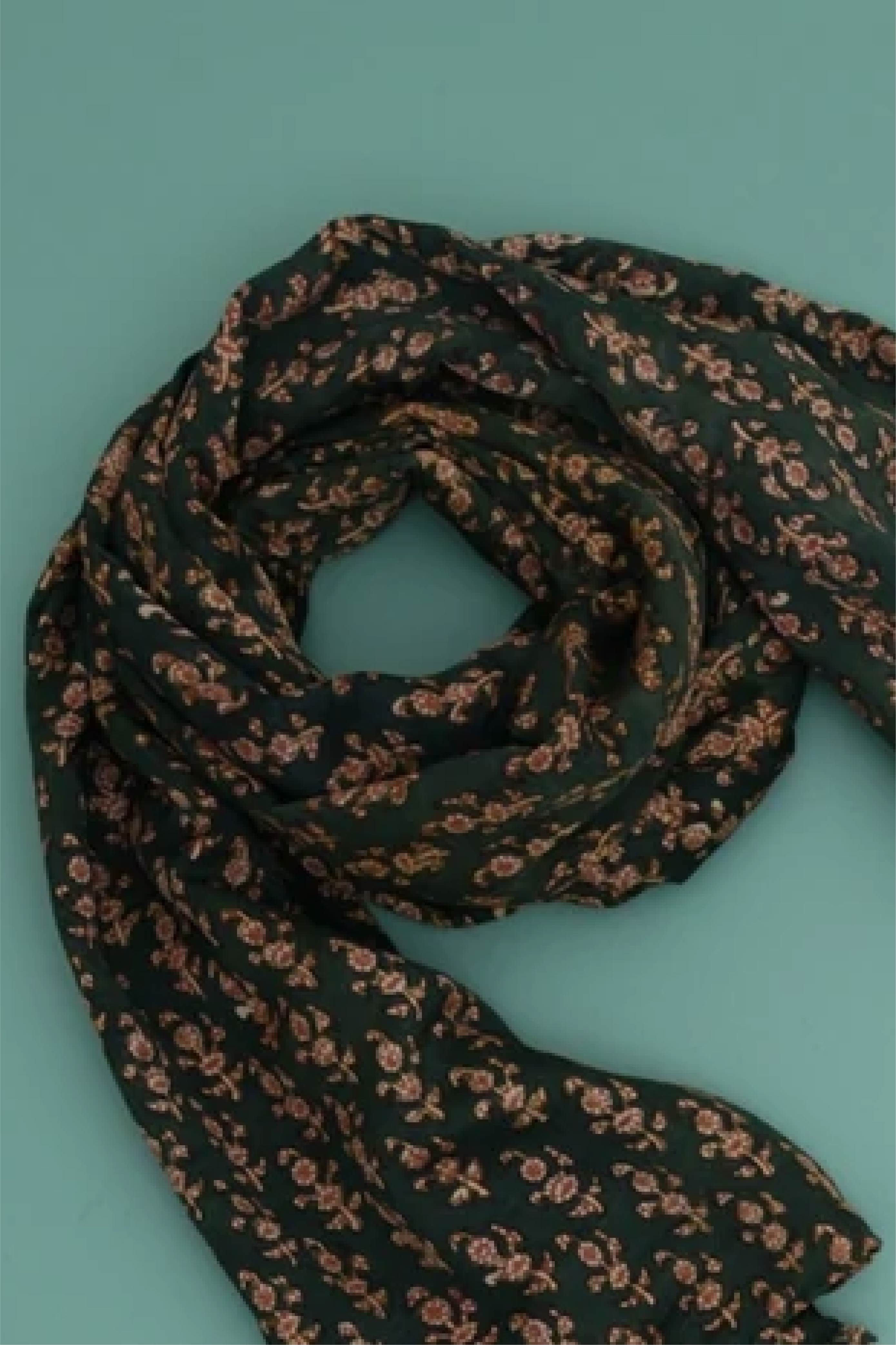 Women Pure Satin Silk - Pomegranate Green Stole