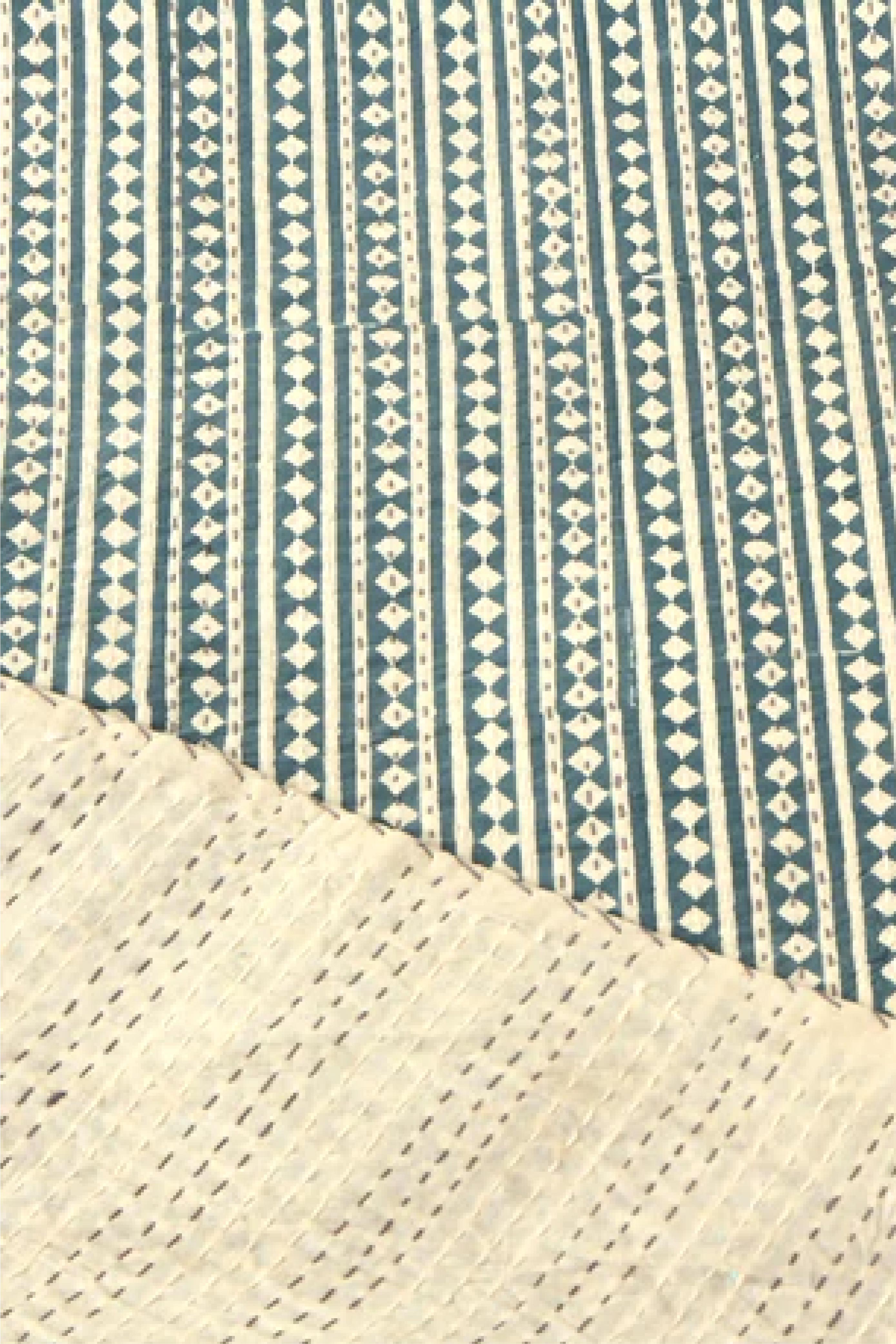 Diamond - Blue Kantha Bed Cover