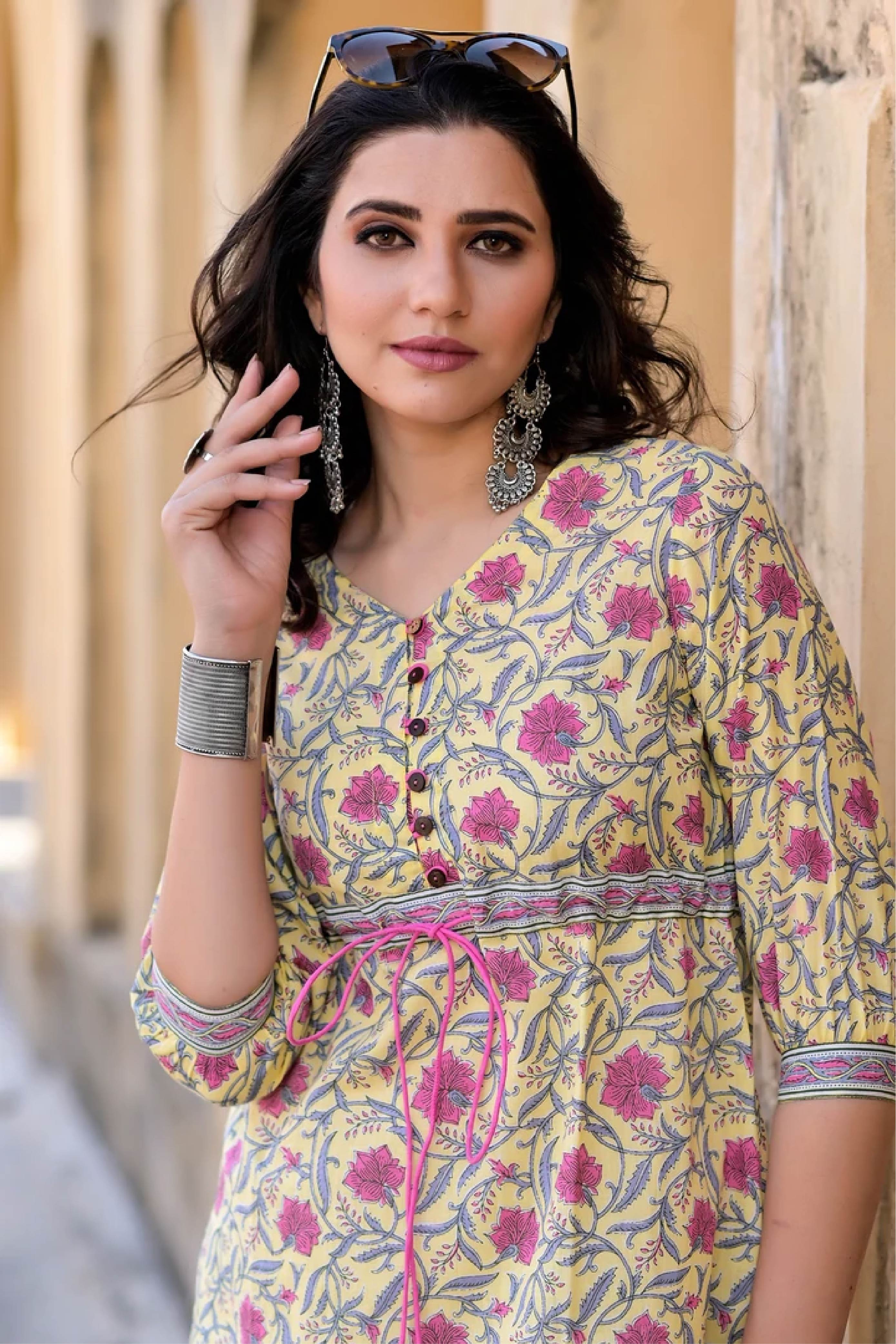 Women Pink Floral Scooba Dress