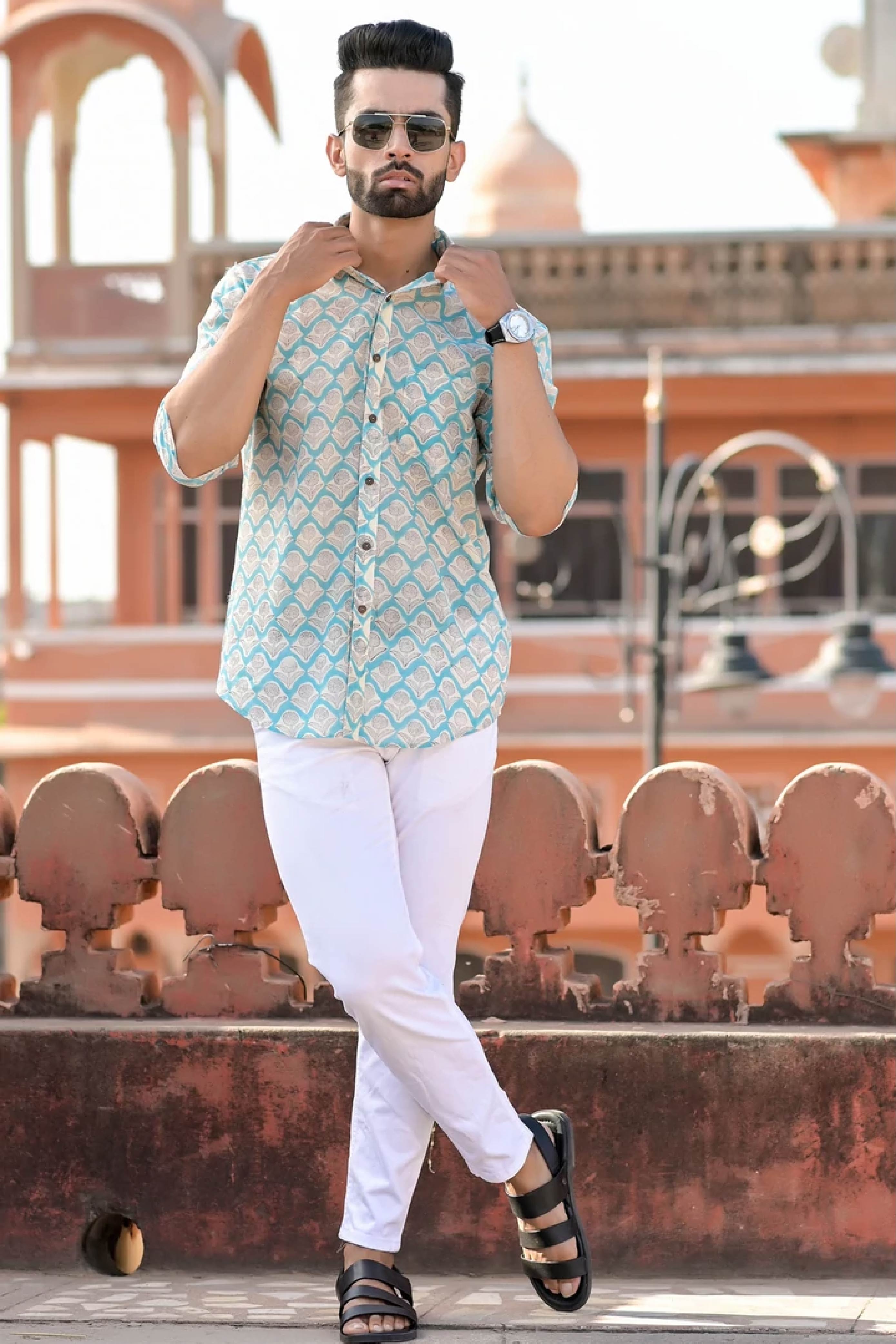 Shirt Full Sleeve Mens Leafage Green