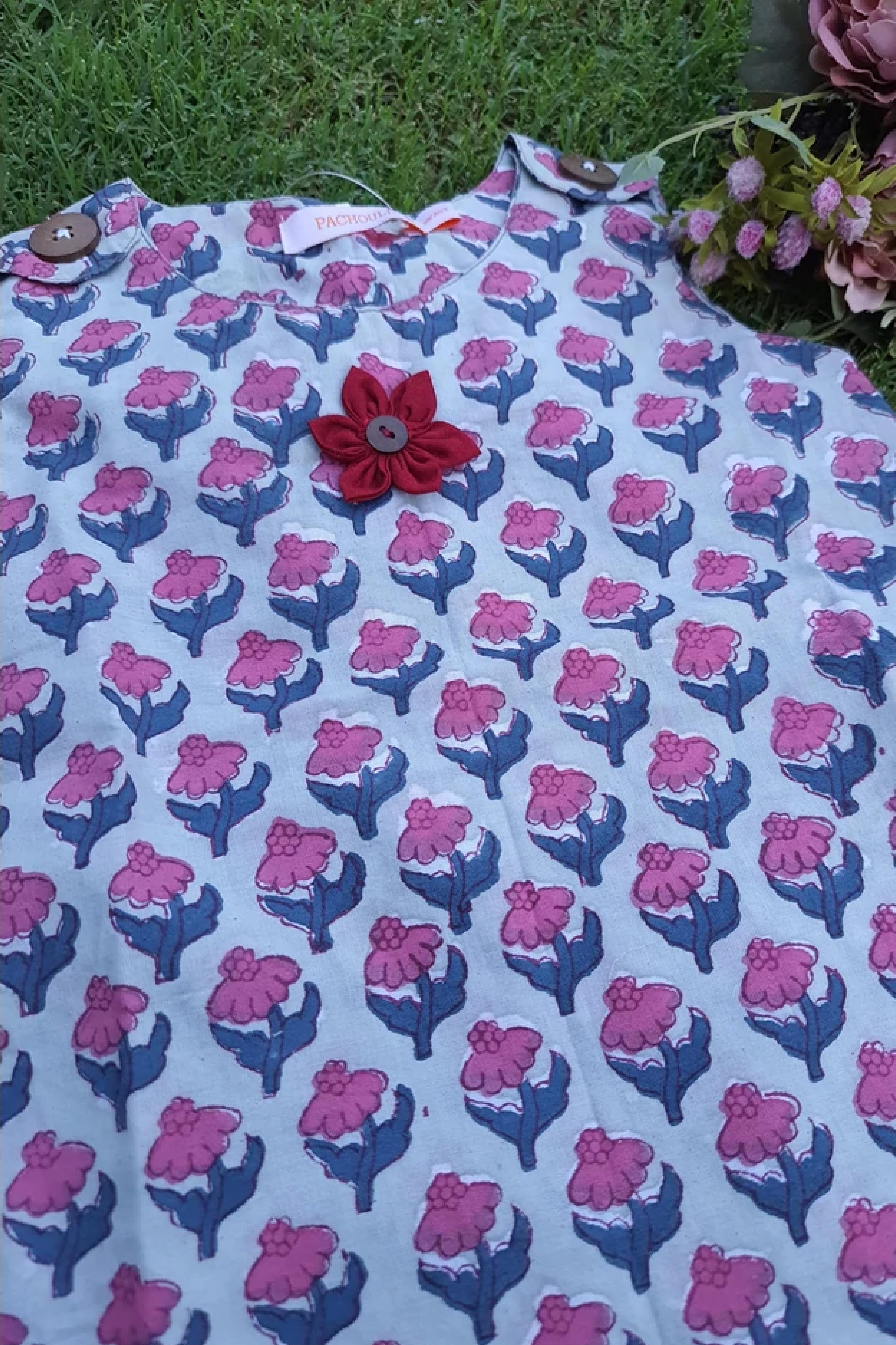 Block Booti Green - Jhabla Flap Button