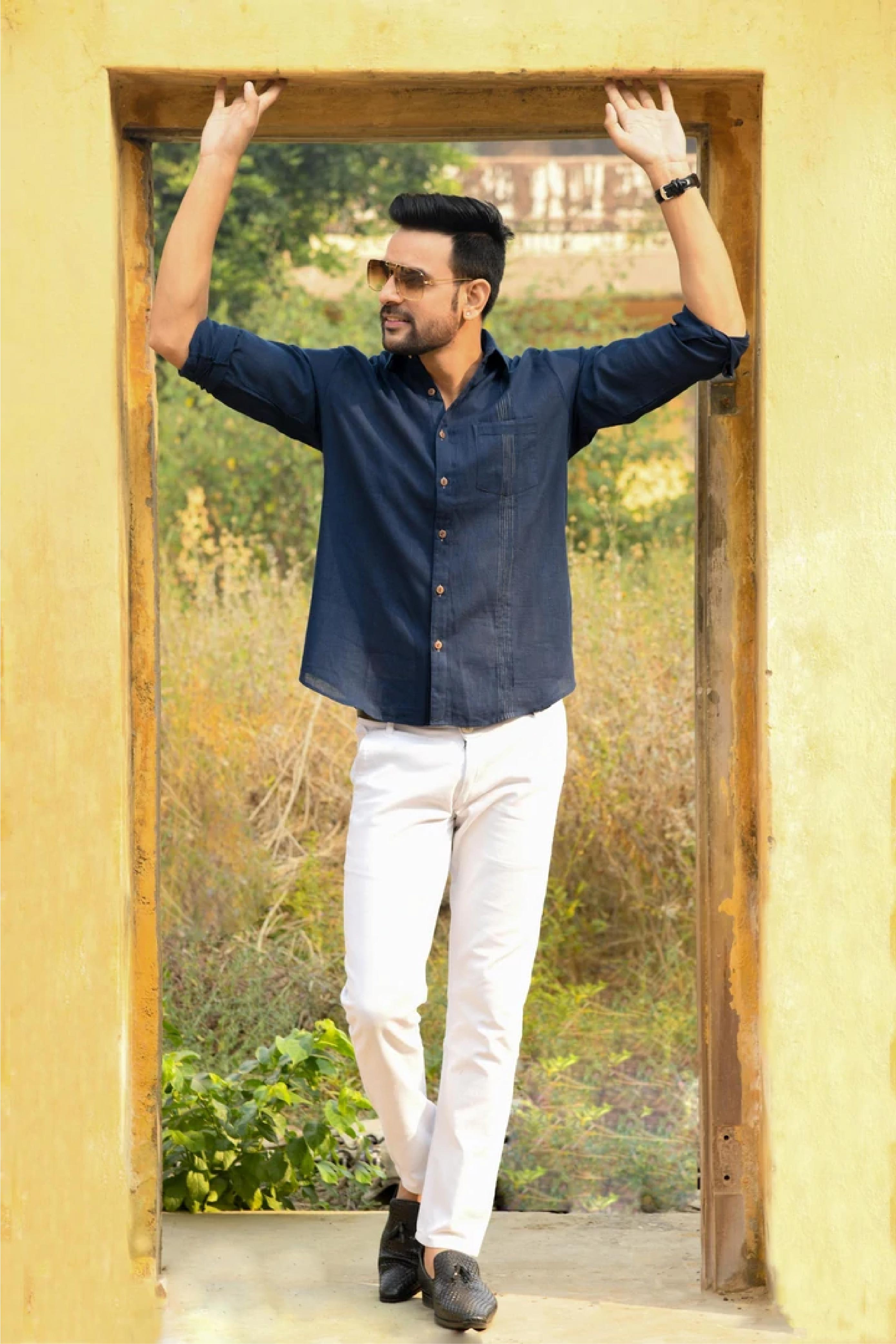 Shirt Full Sleeve Mens Navy Blue