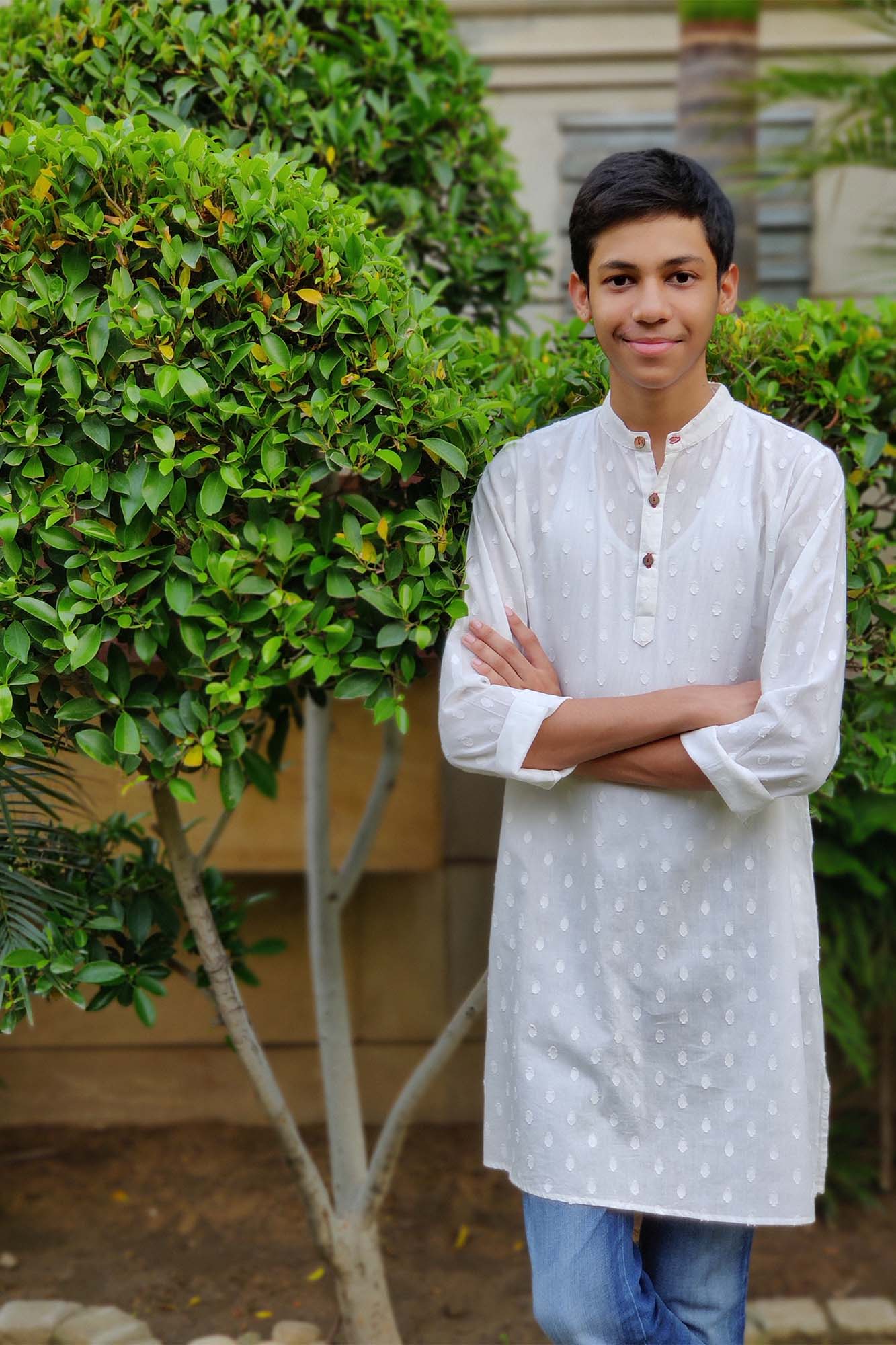 Boys Dobby White Kurta