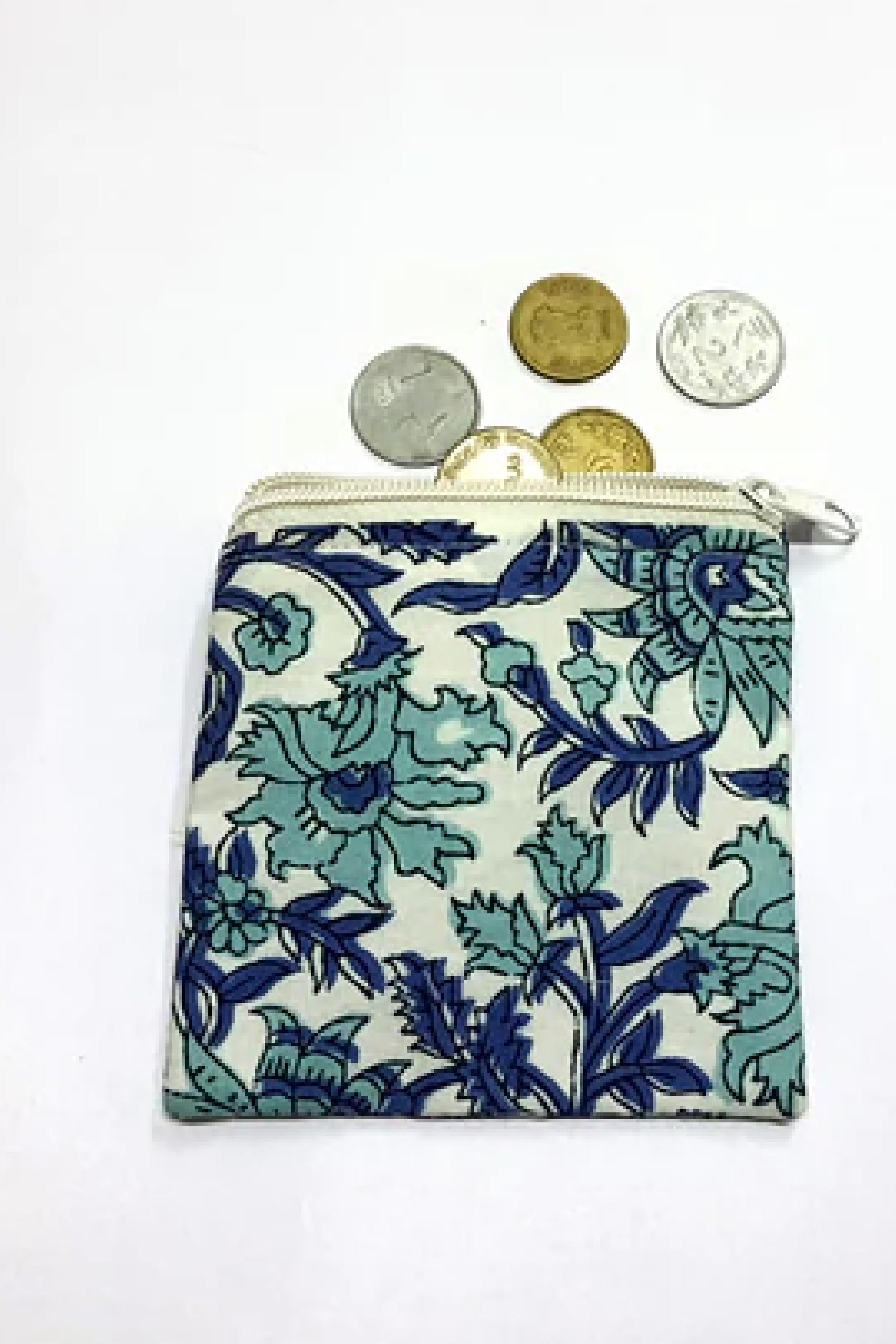 Floral Jaal Teal - Coin Pouch