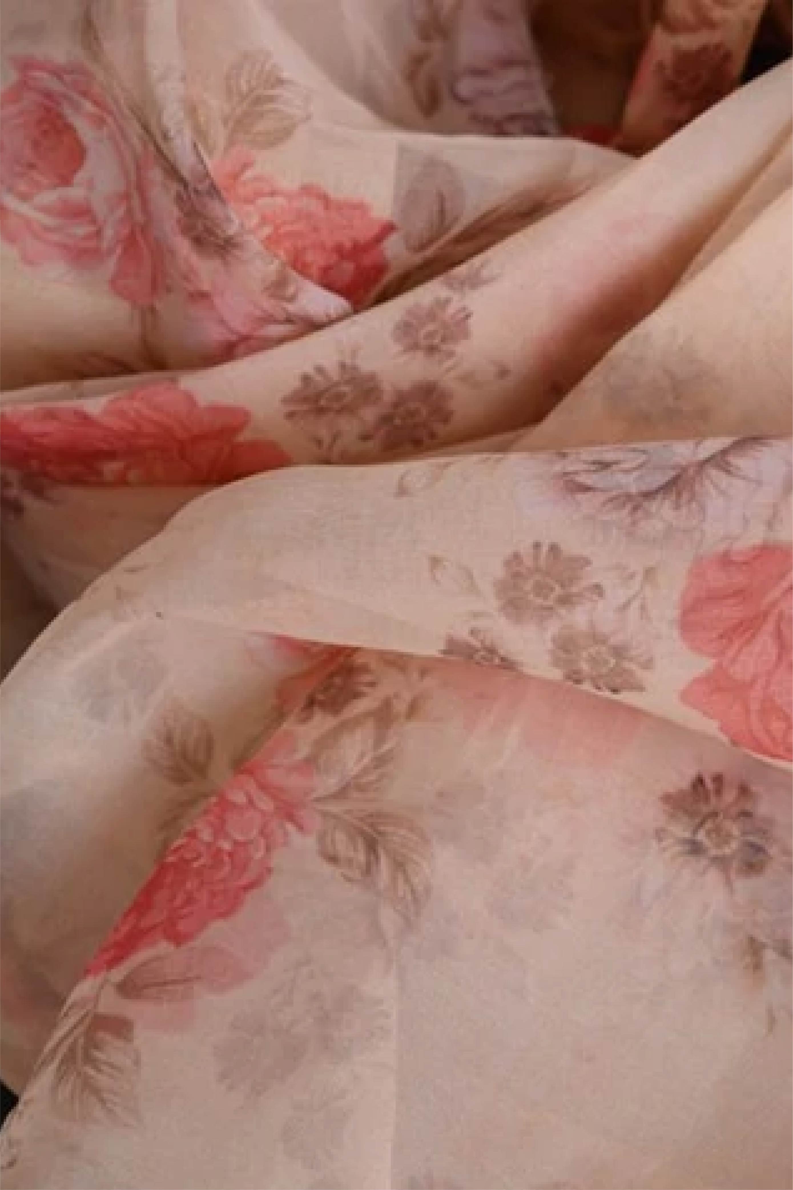 Peach Floral Dupatta